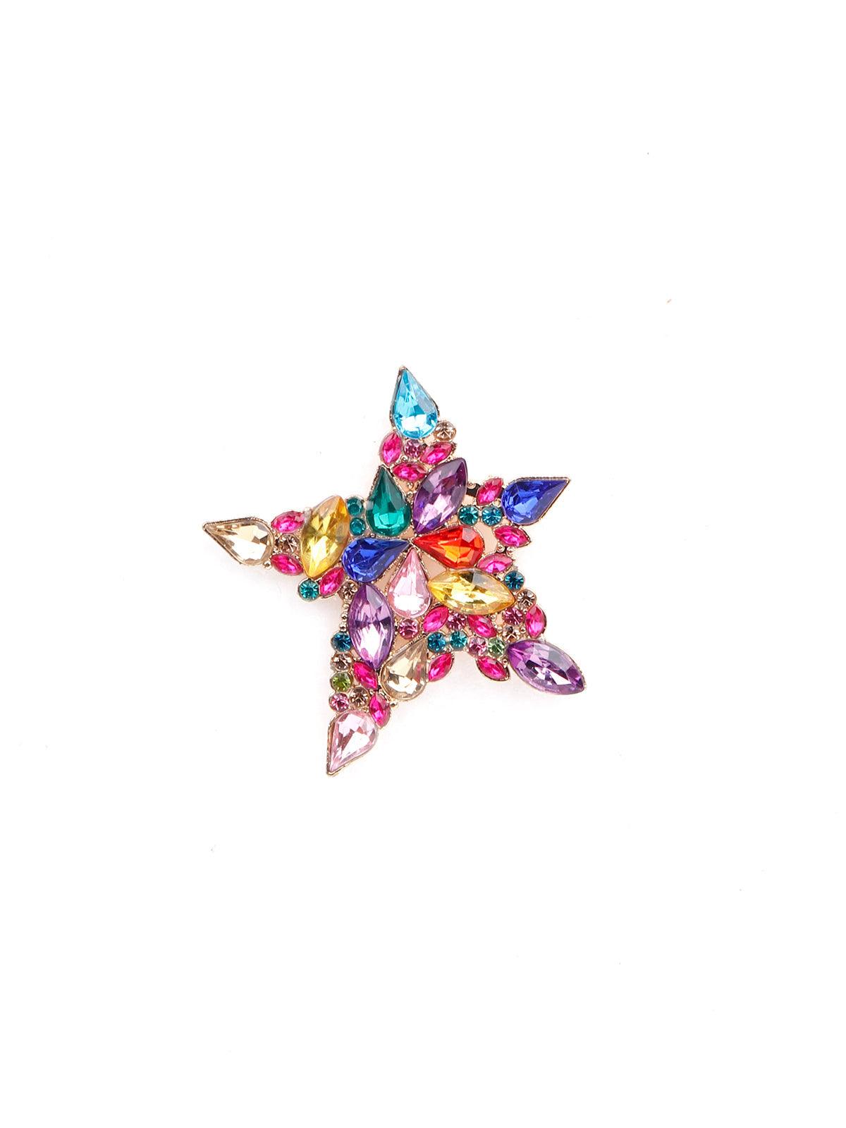 Women's Multicoloured Gemstone Embellished Star Shaped Earring