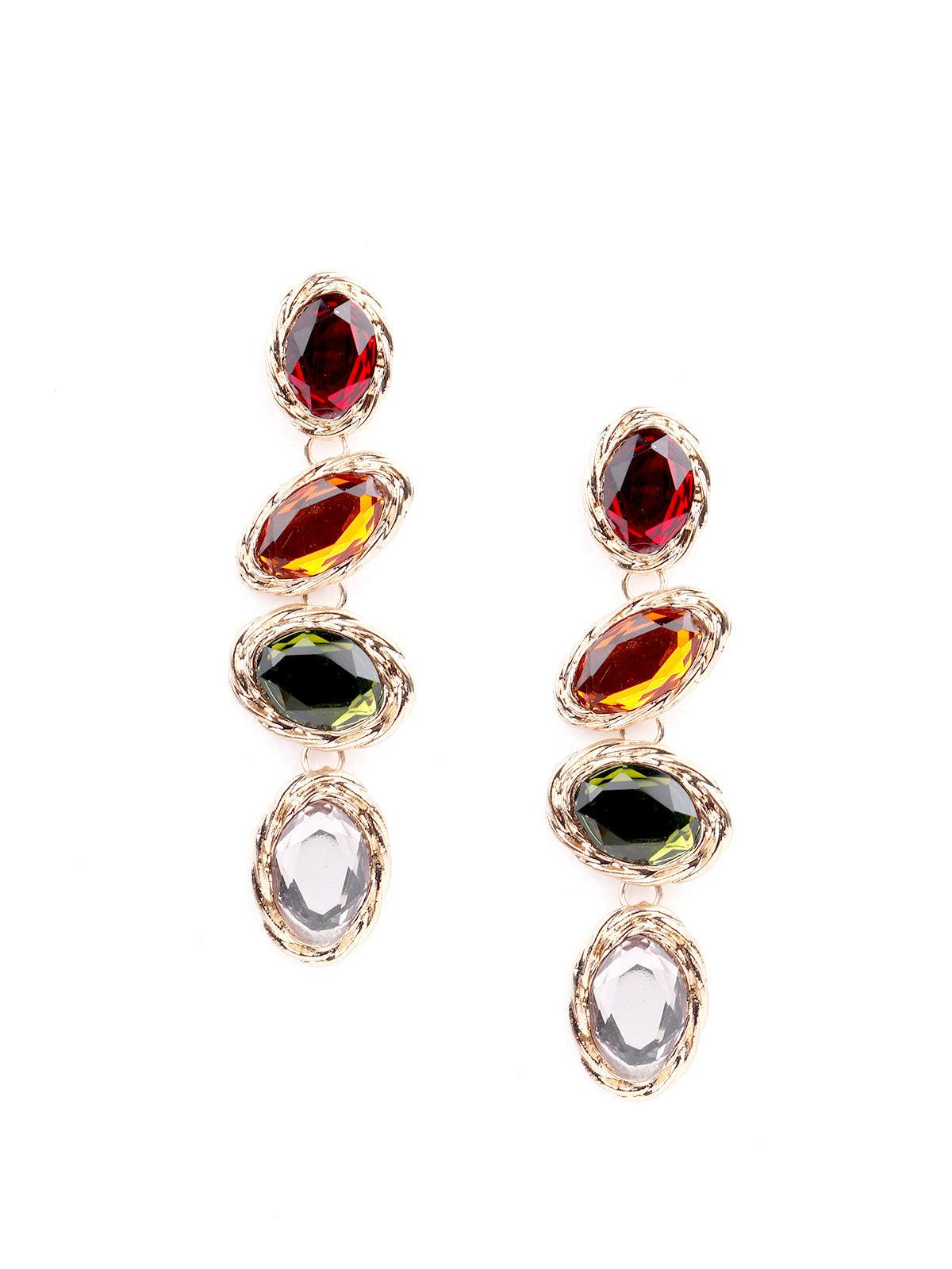 Women's Multicoloured Lined Stunning Statement Drop Earring
