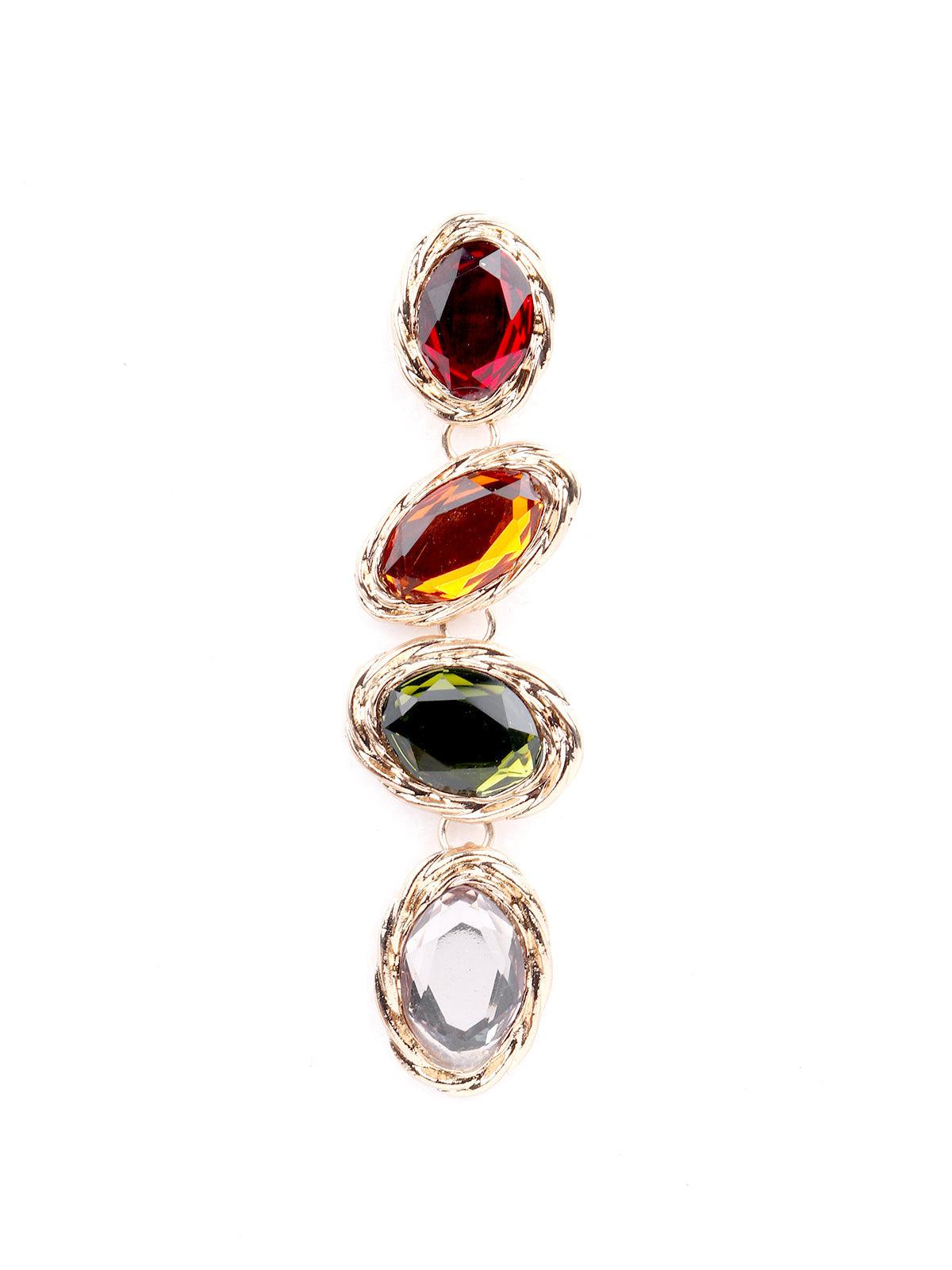 Women's Multicoloured Lined Stunning Statement Drop Earring