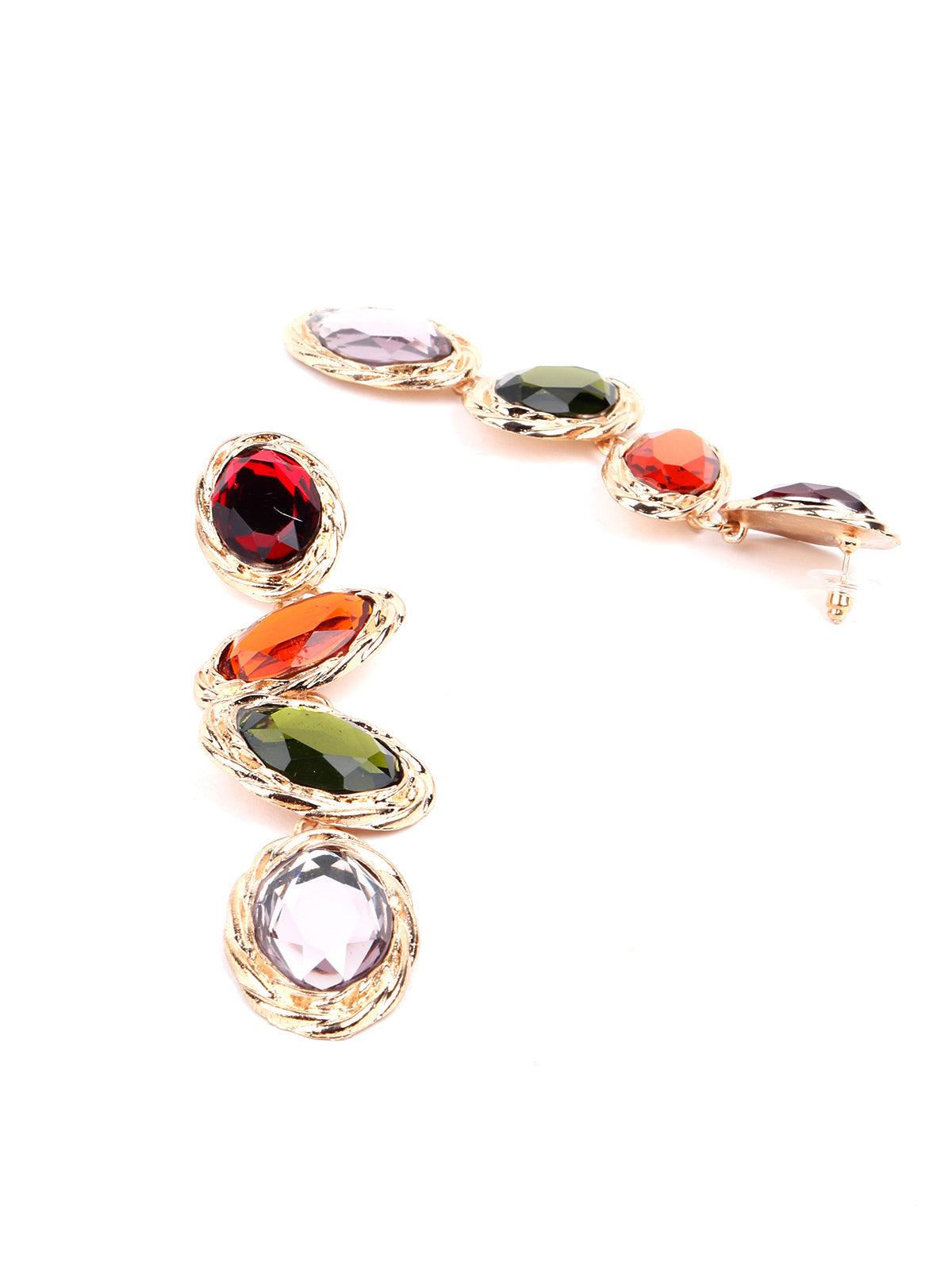 Women's Multicoloured Lined Stunning Statement Drop Earring