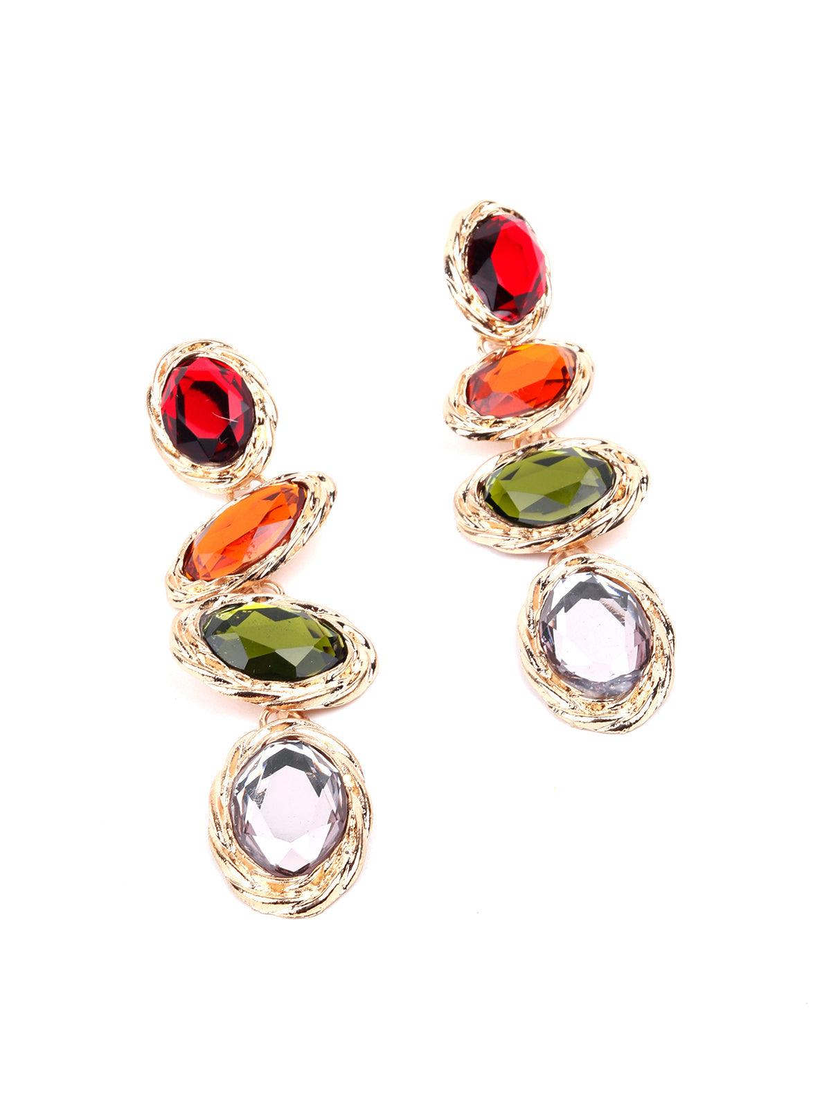 Women's Multicoloured Lined Stunning Statement Drop Earring