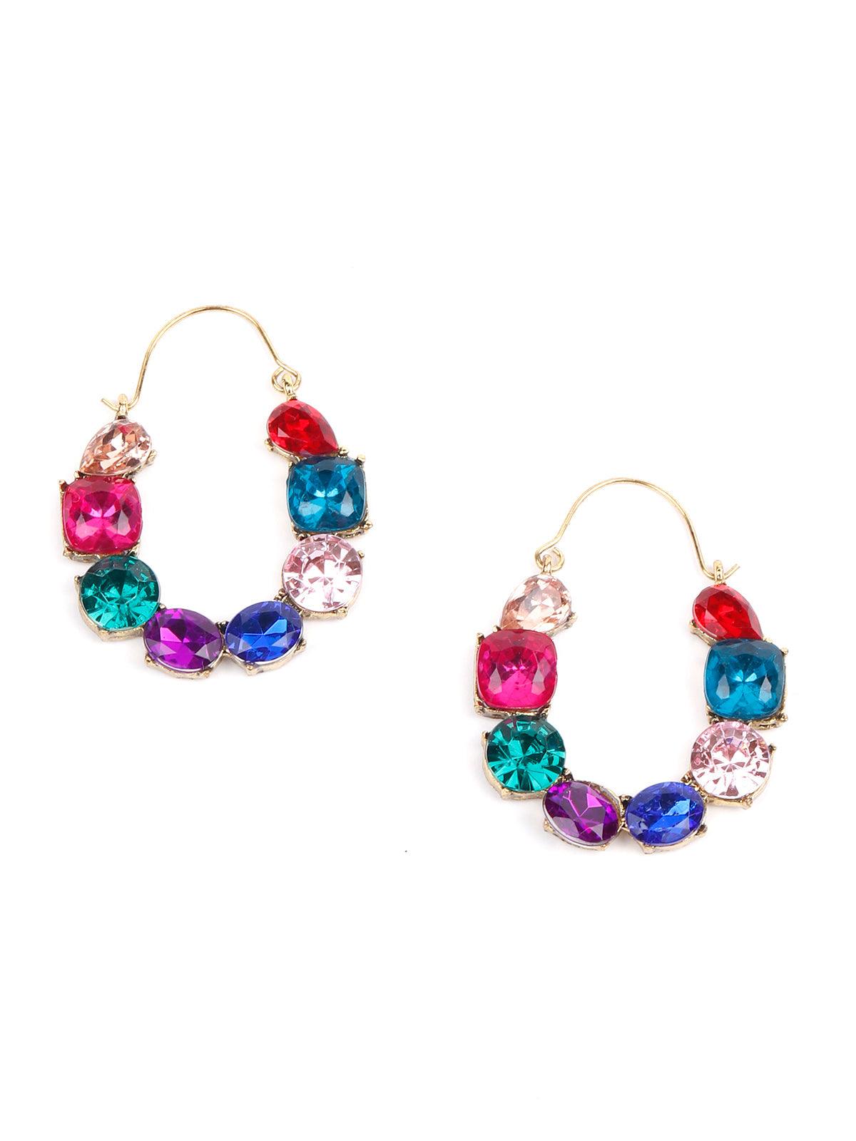 Women's Multicoloured Rounded Artifical Hoop Earring