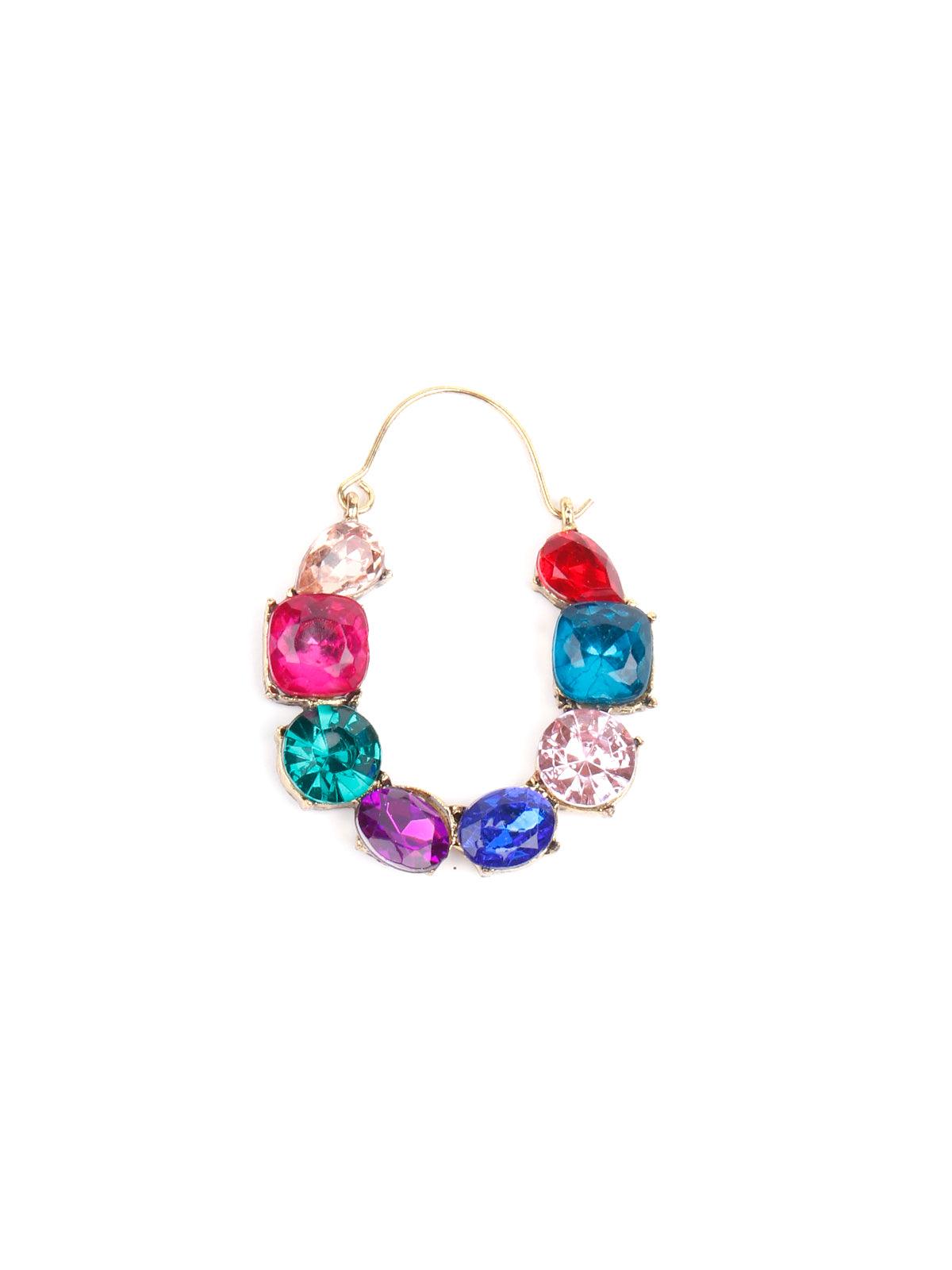 Women's Multicoloured Rounded Artifical Hoop Earring