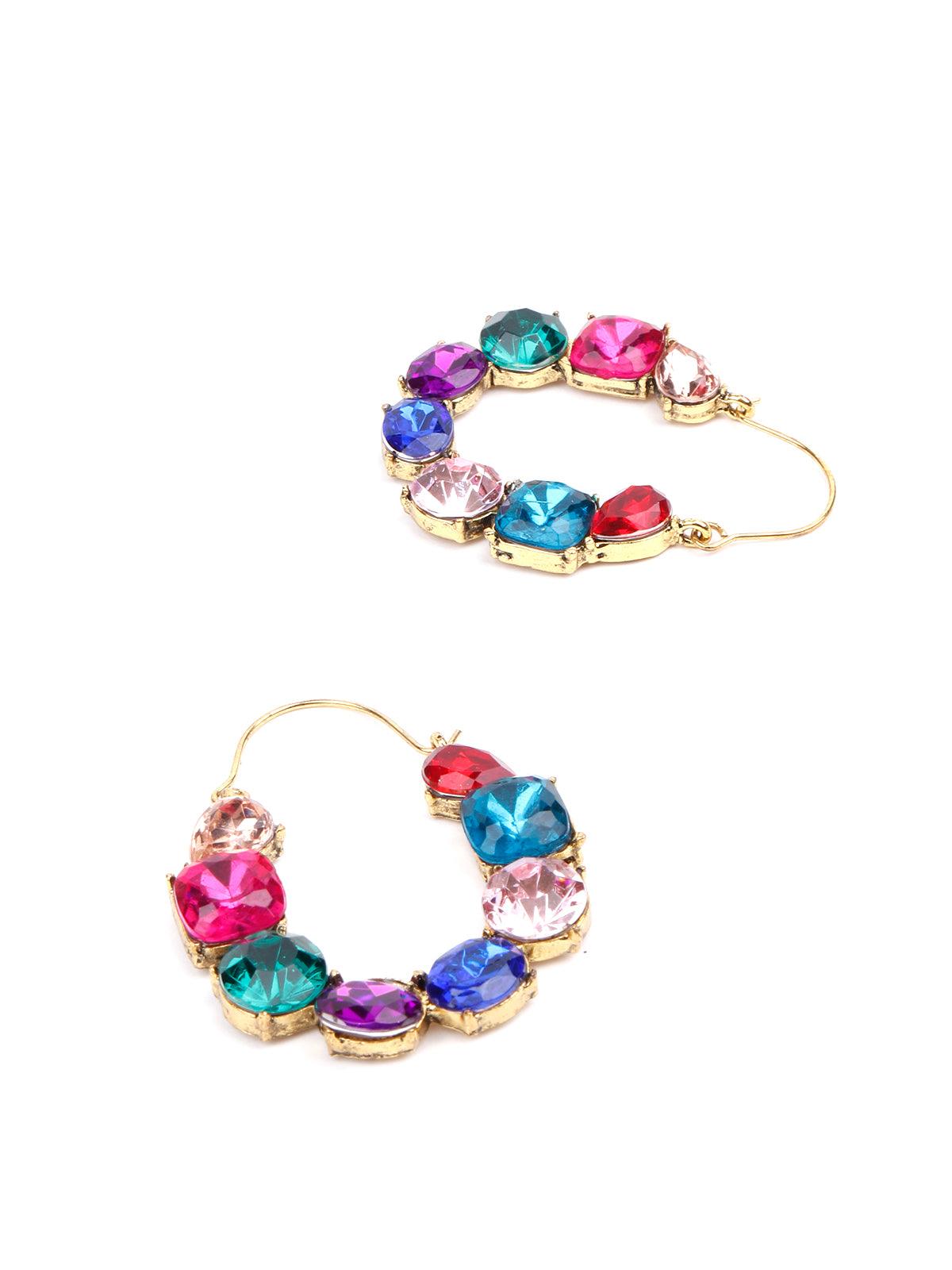Women's Multicoloured Rounded Artifical Hoop Earring