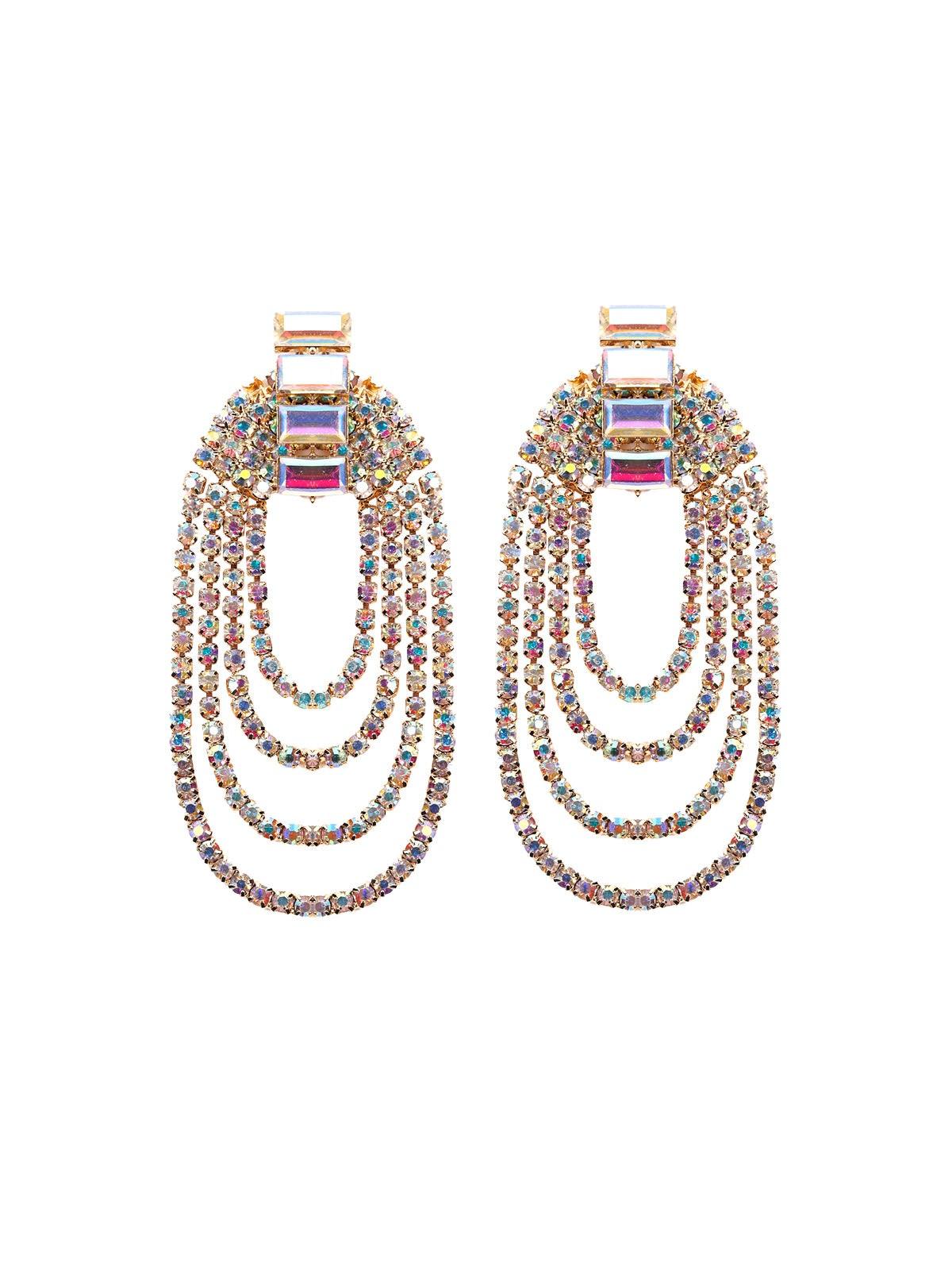Women's Multilayered Overlapping Colourful Crystal Earring