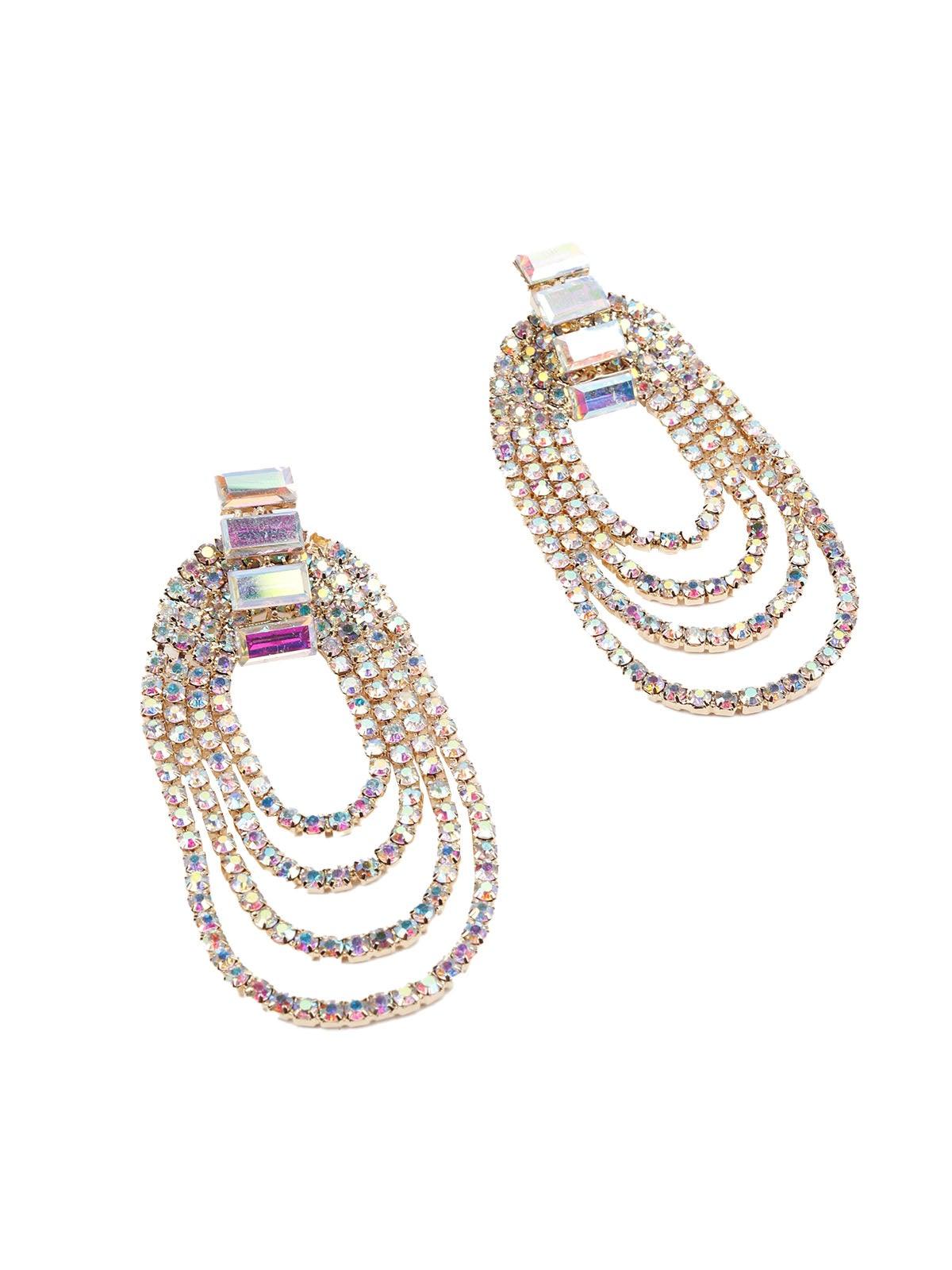 Women's Multilayered Overlapping Colourful Crystal Earring