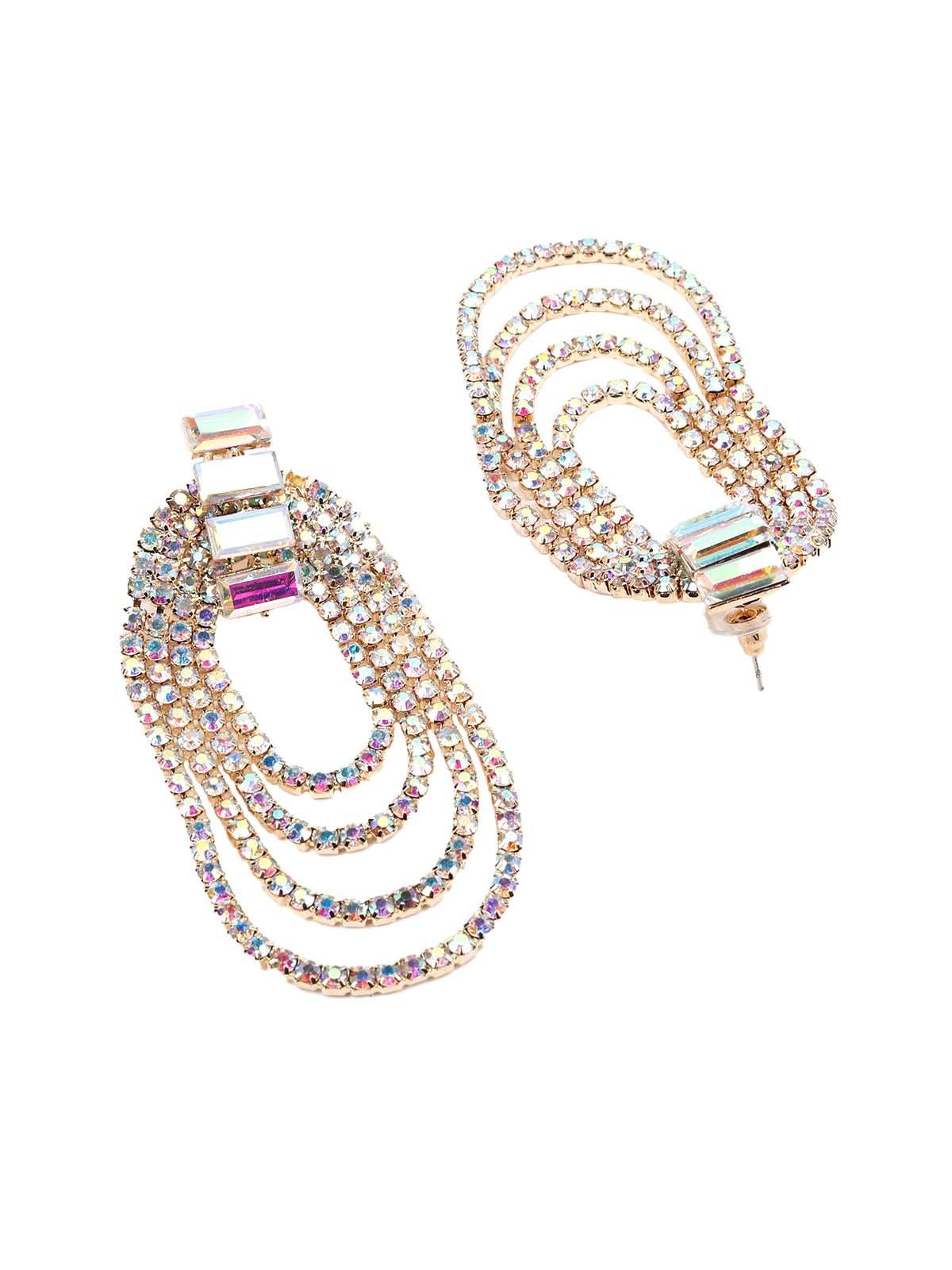 Women's Multilayered Overlapping Colourful Crystal Earring