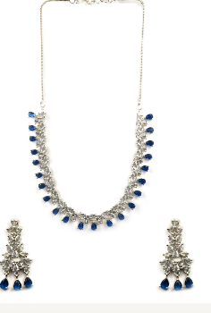 Women's American Diamond Sleek Necklace Set with Matching Earrings