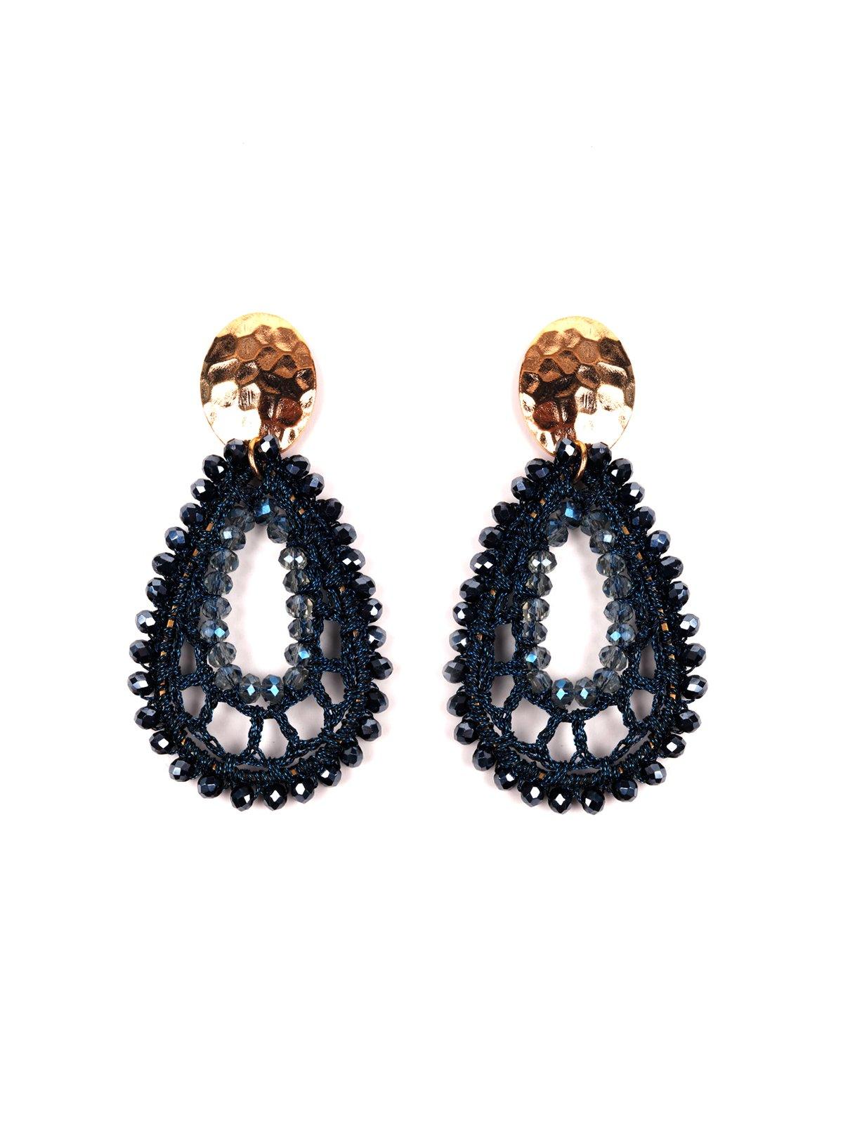 Women's Navy Blue Beaded Teardrop Earring
