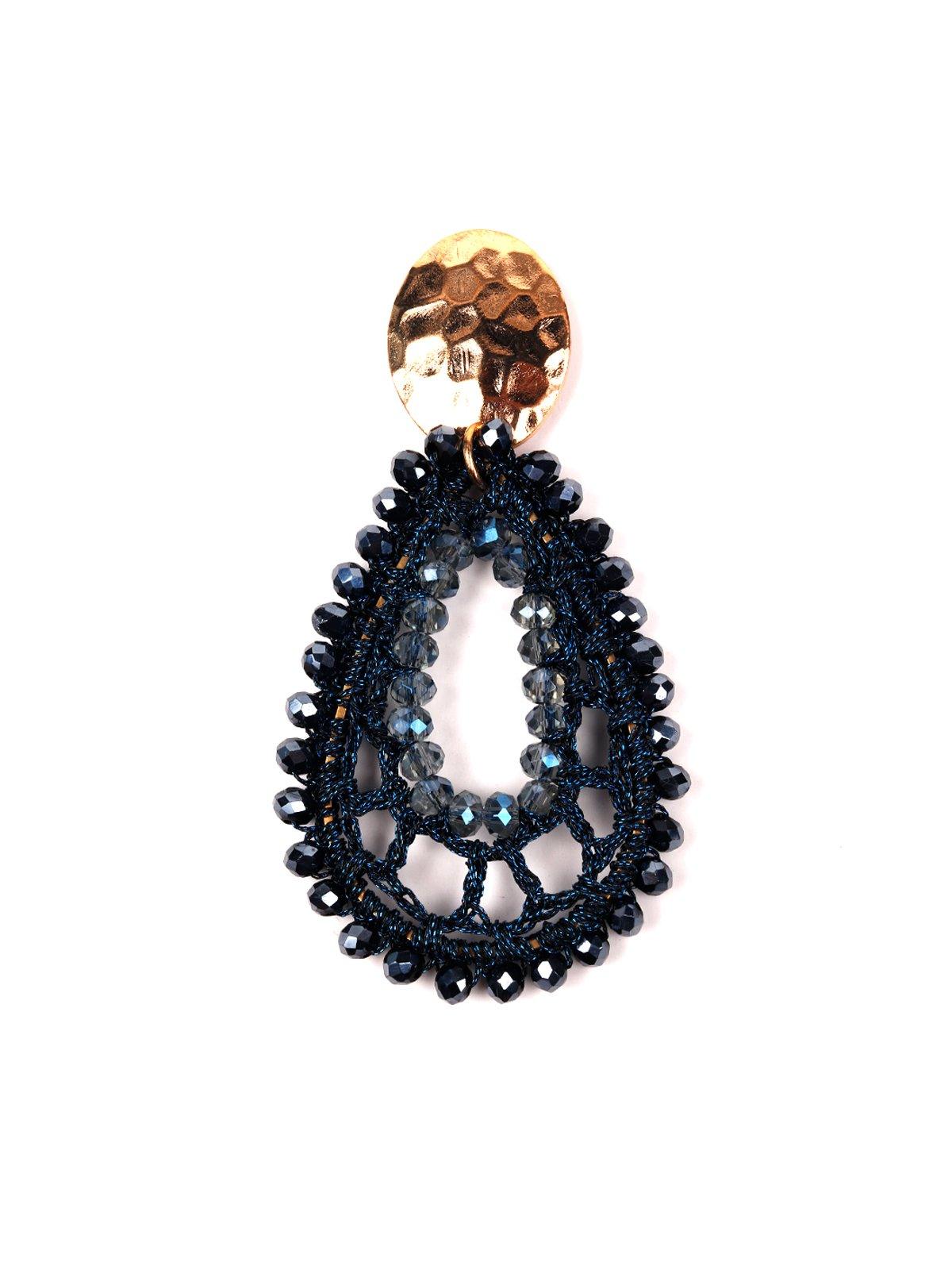Women's Navy Blue Beaded Teardrop Earring