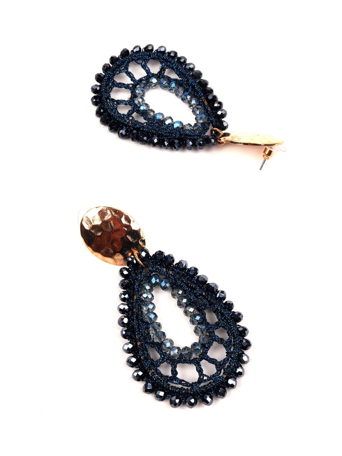 Women's Navy Blue Beaded Teardrop Earring