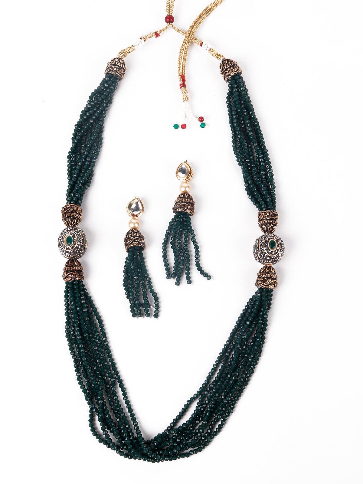 Women's Olive Green Layered Necklace Set For Wome