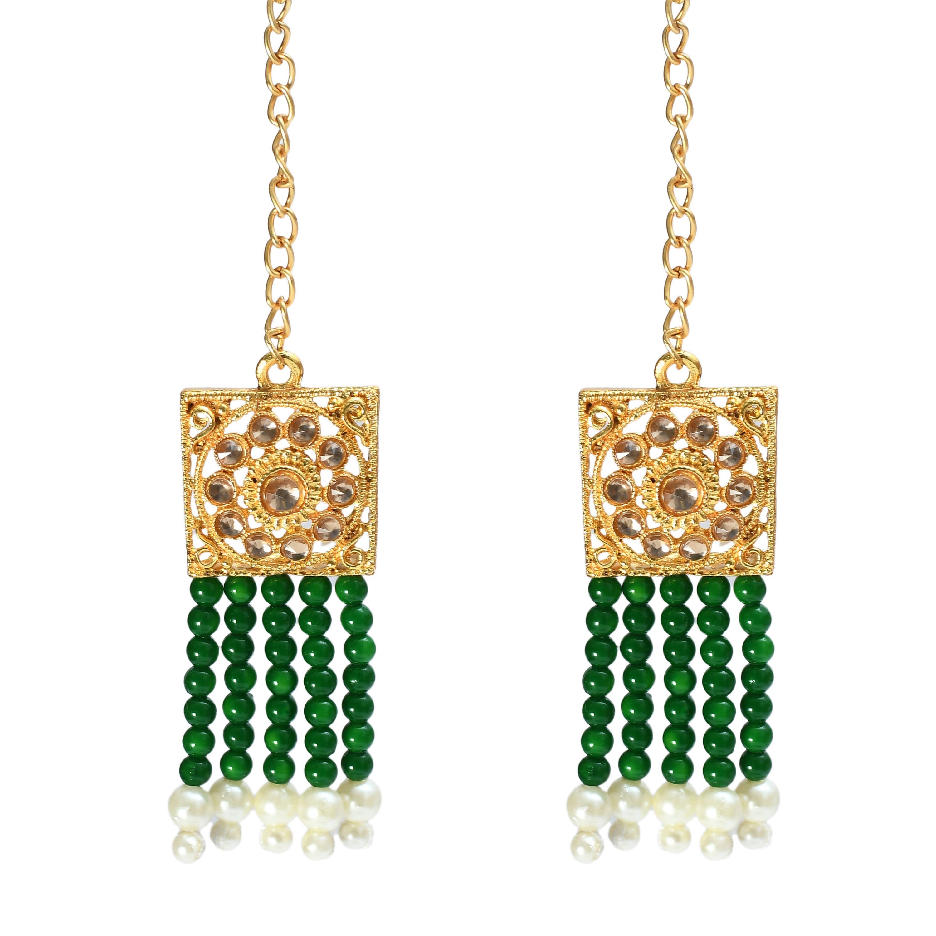Johar Kamal Traditional Green Color Kundan & Pearls Necklac