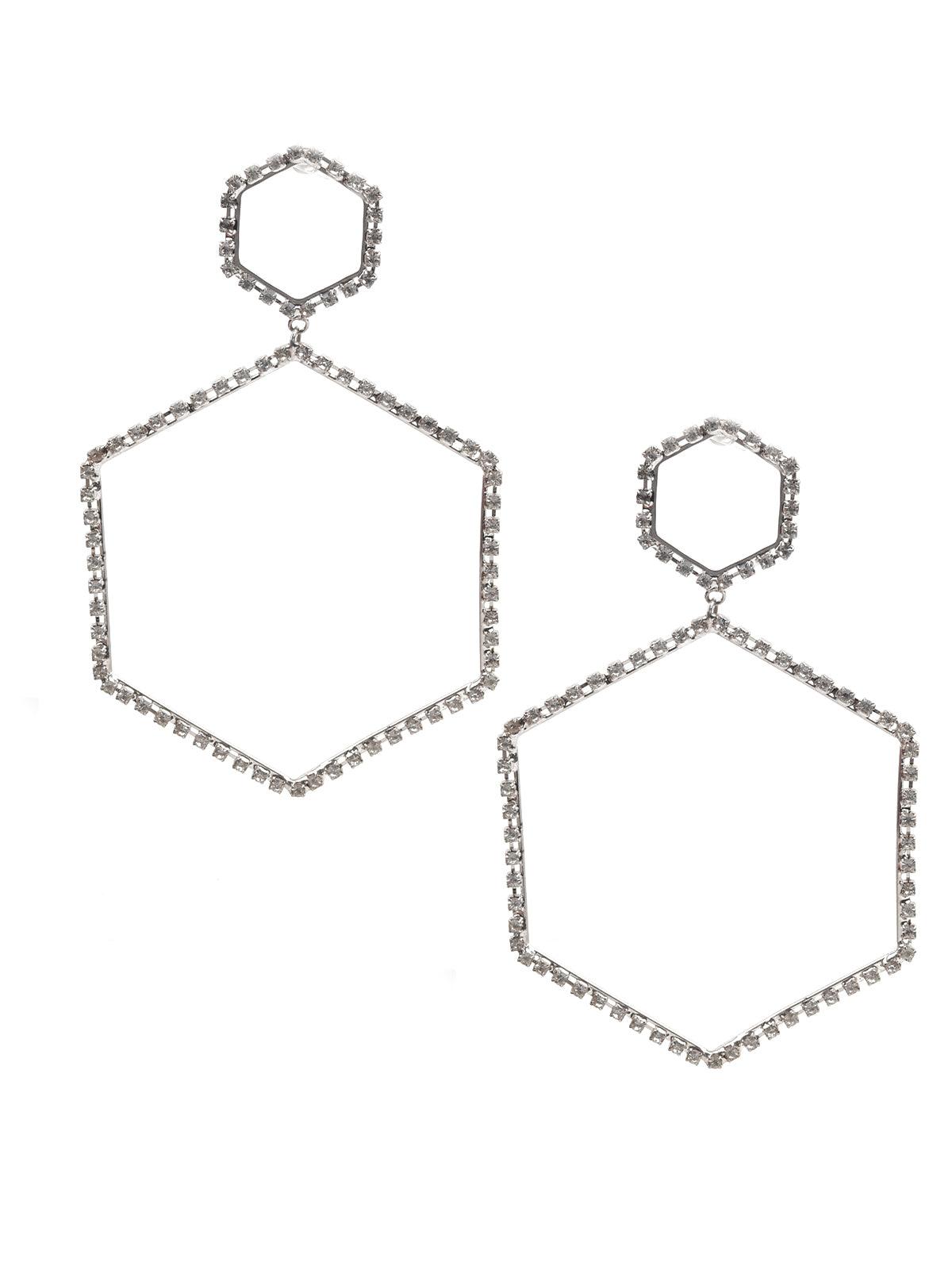Women's Ornate White Stud Dangle Earring