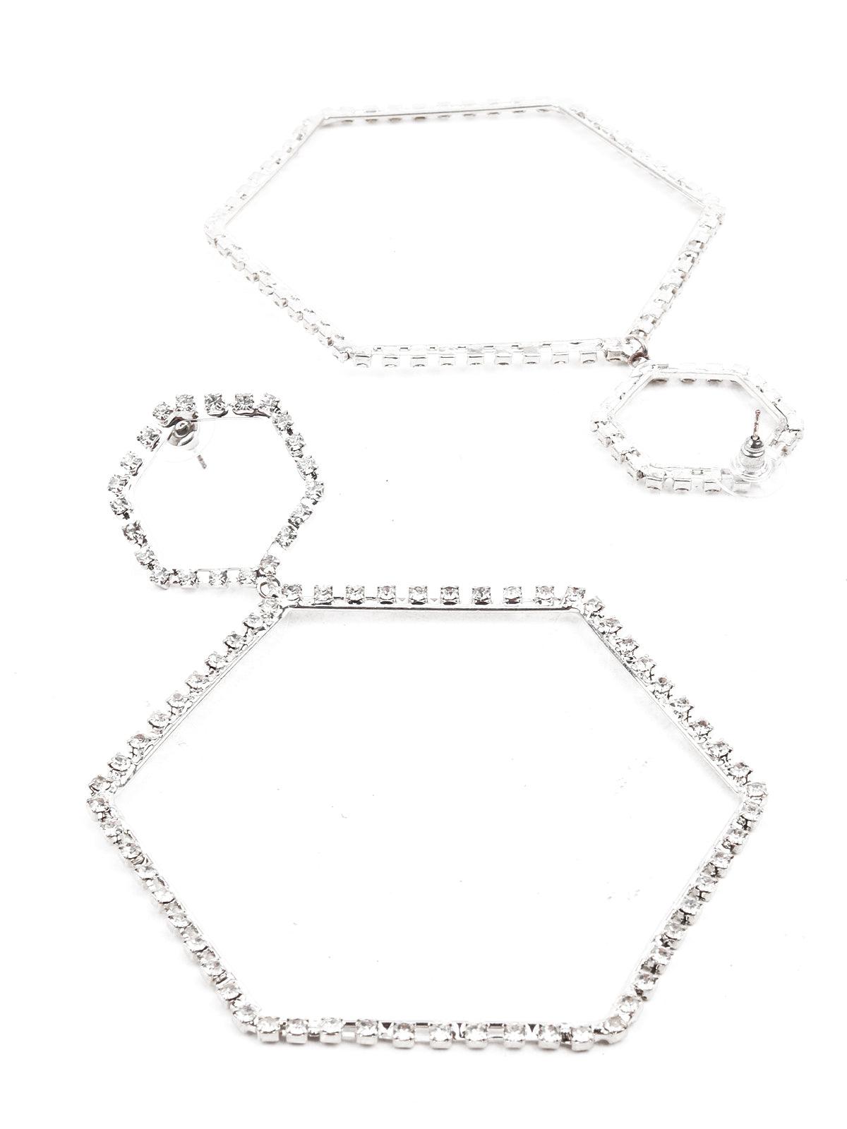 Women's Ornate White Stud Dangle Earring