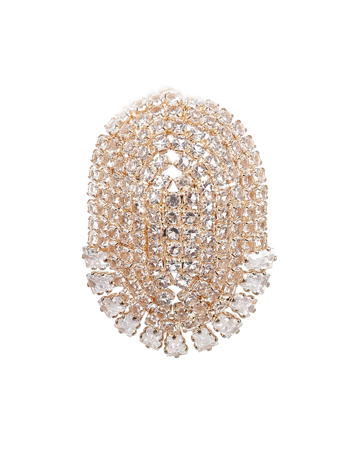 Women's Oval Gold And White Stud Earring