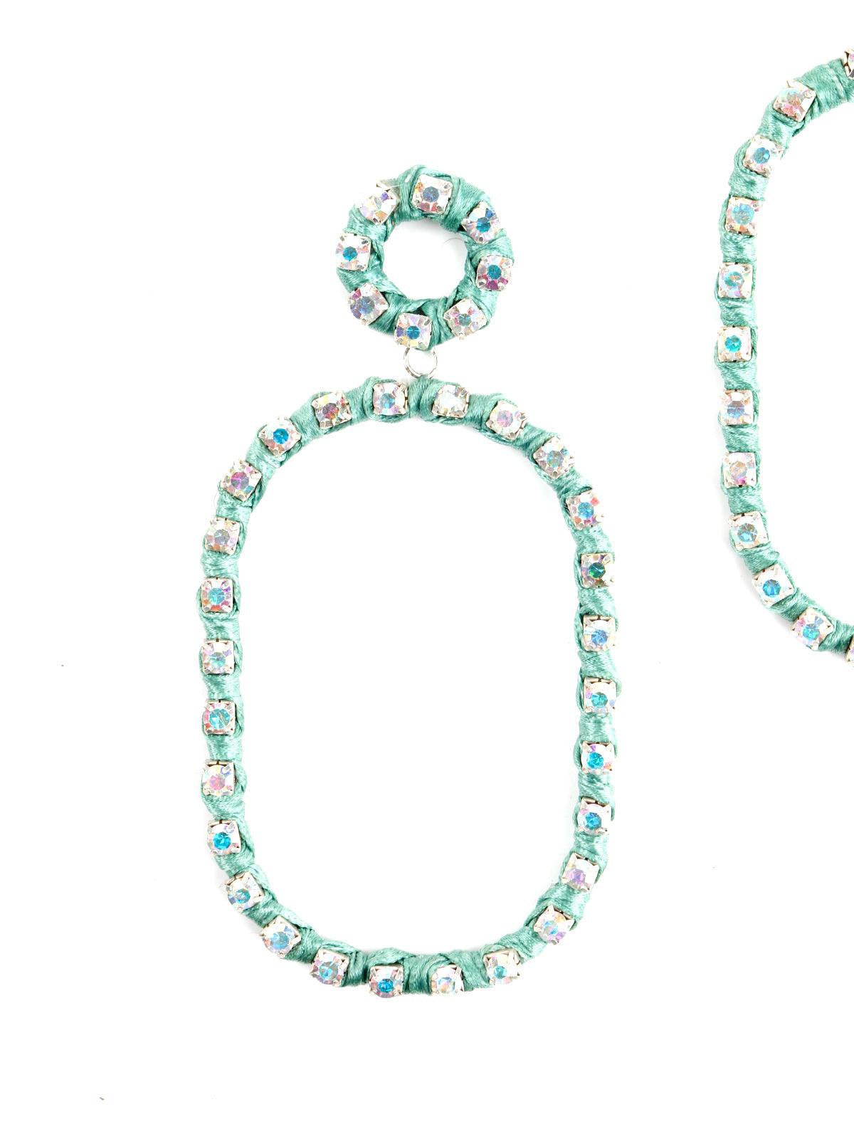Women's Oval Shape Green Dangle Earring