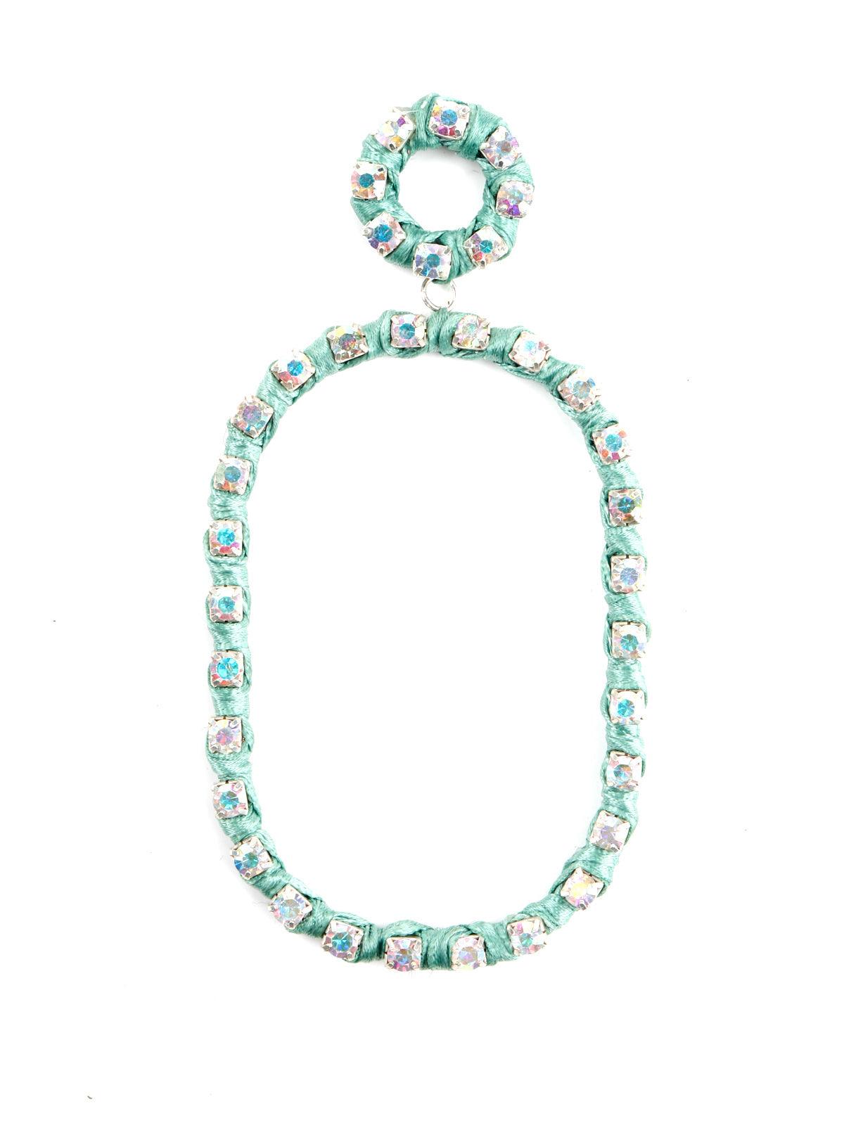 Women's Oval Shape Green Dangle Earring