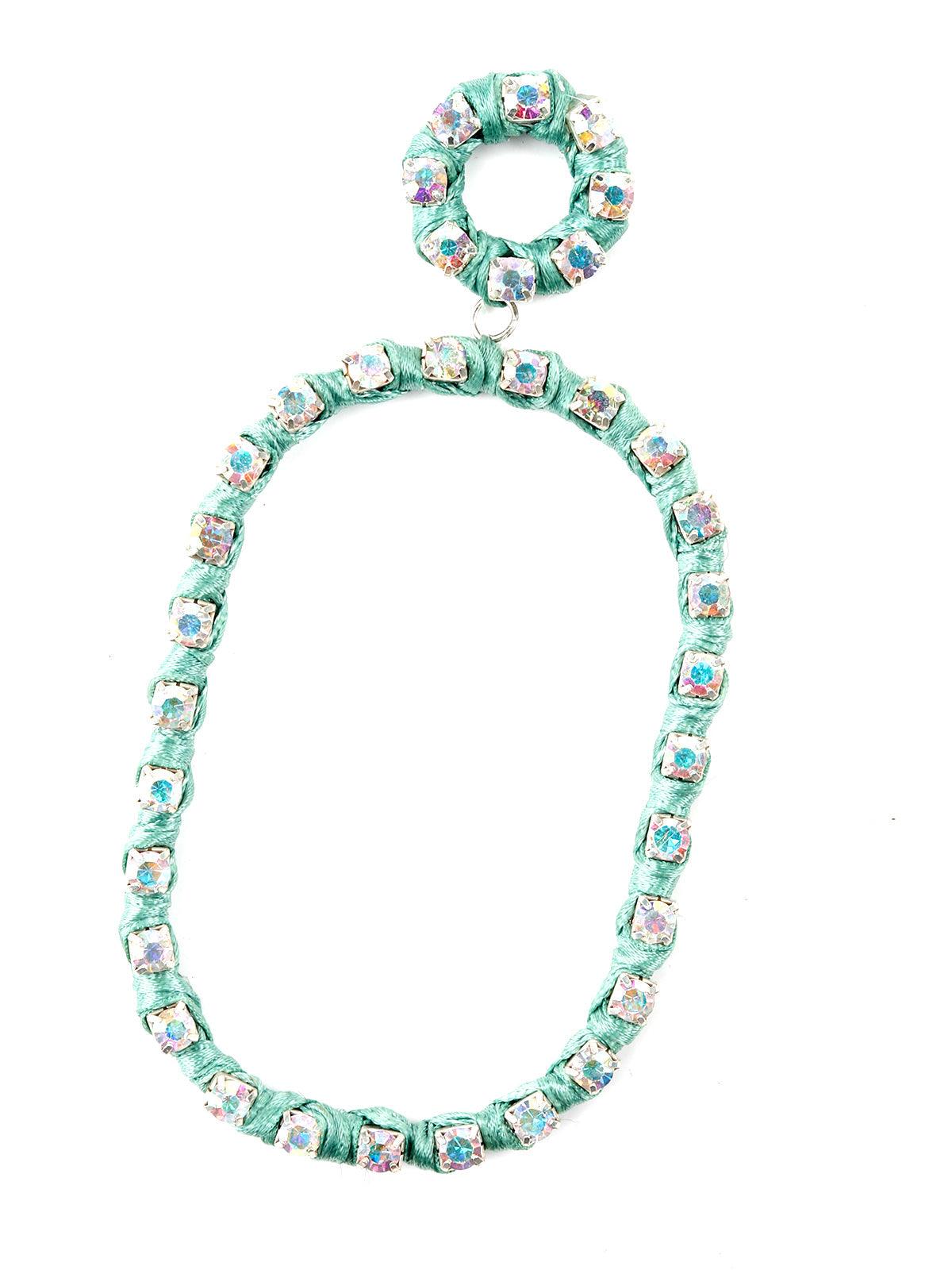 Women's Oval Shape Green Dangle Earring