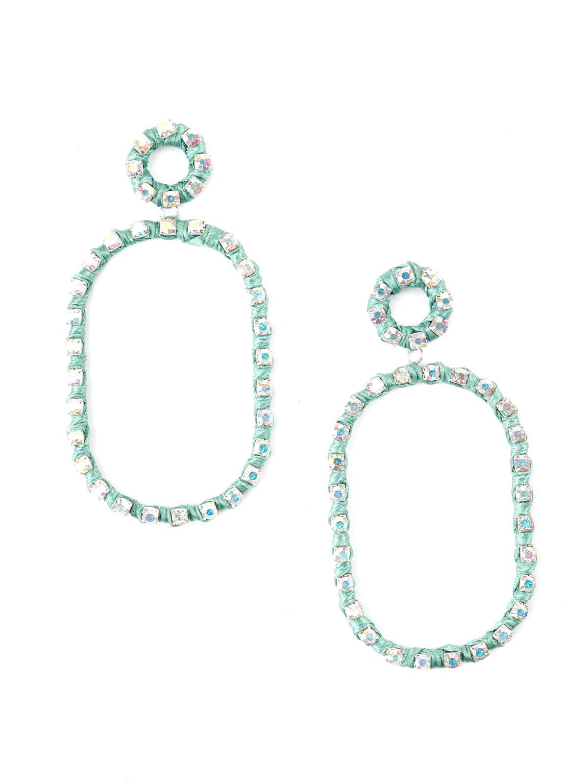 Women's Oval Shape Green Dangle Earring