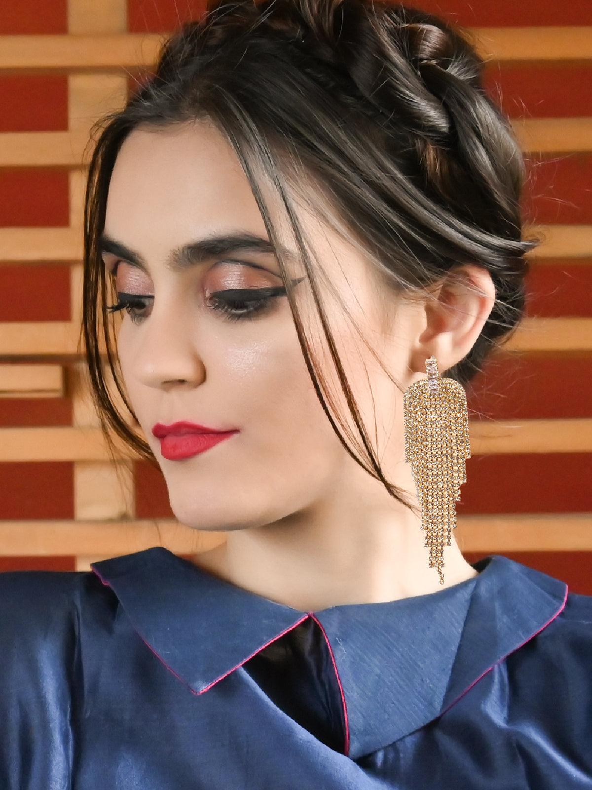 Women's Overflowing Crystal-Embellished Drop Earring