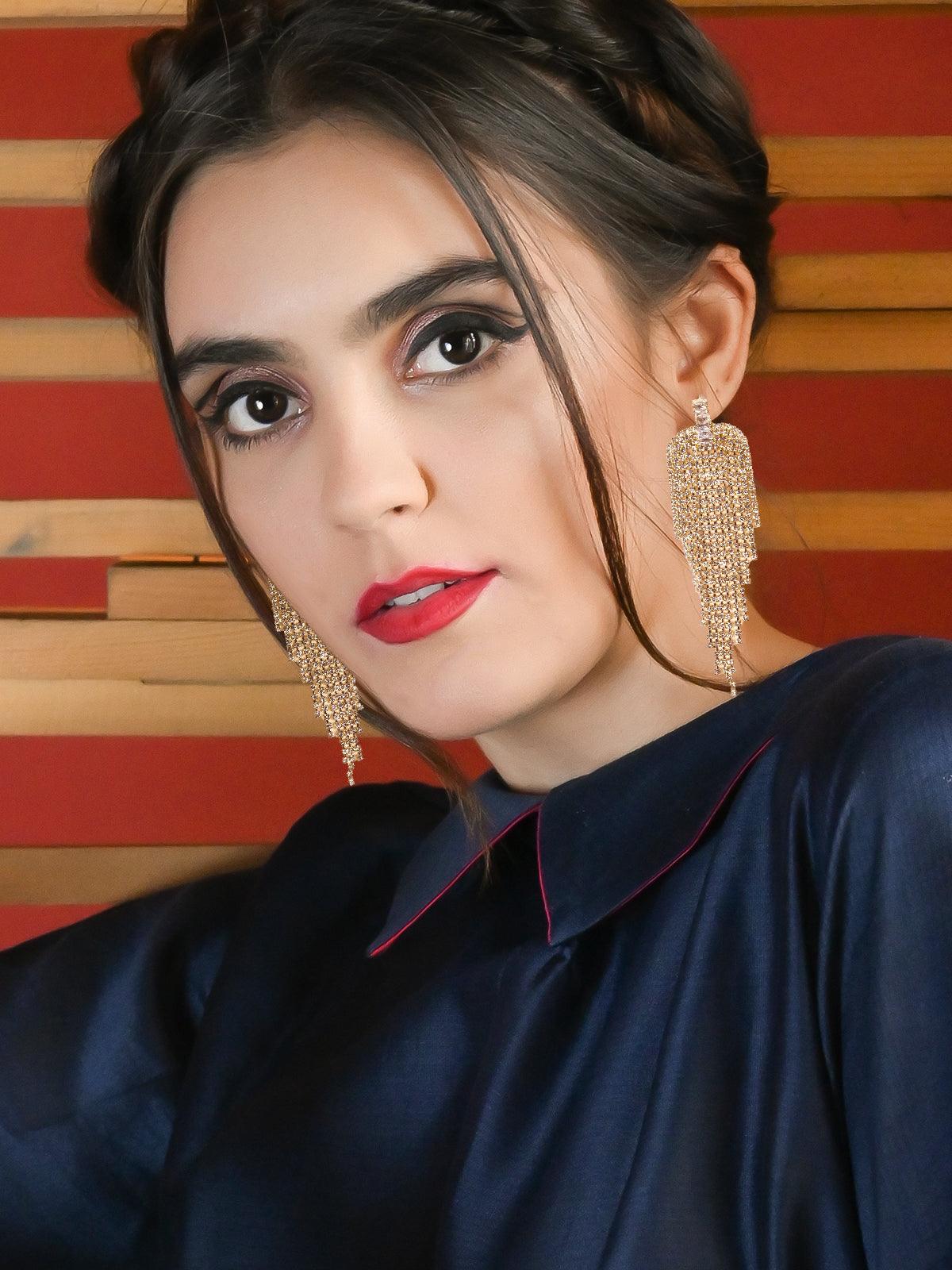 Women's Overflowing Crystal-Embellished Drop Earring