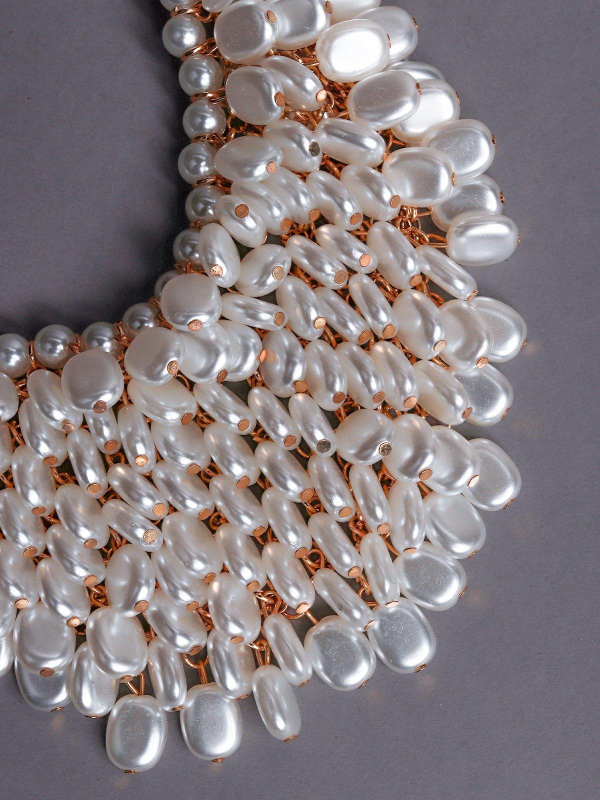Women's Overflowing Glossy White Beaded Necklace