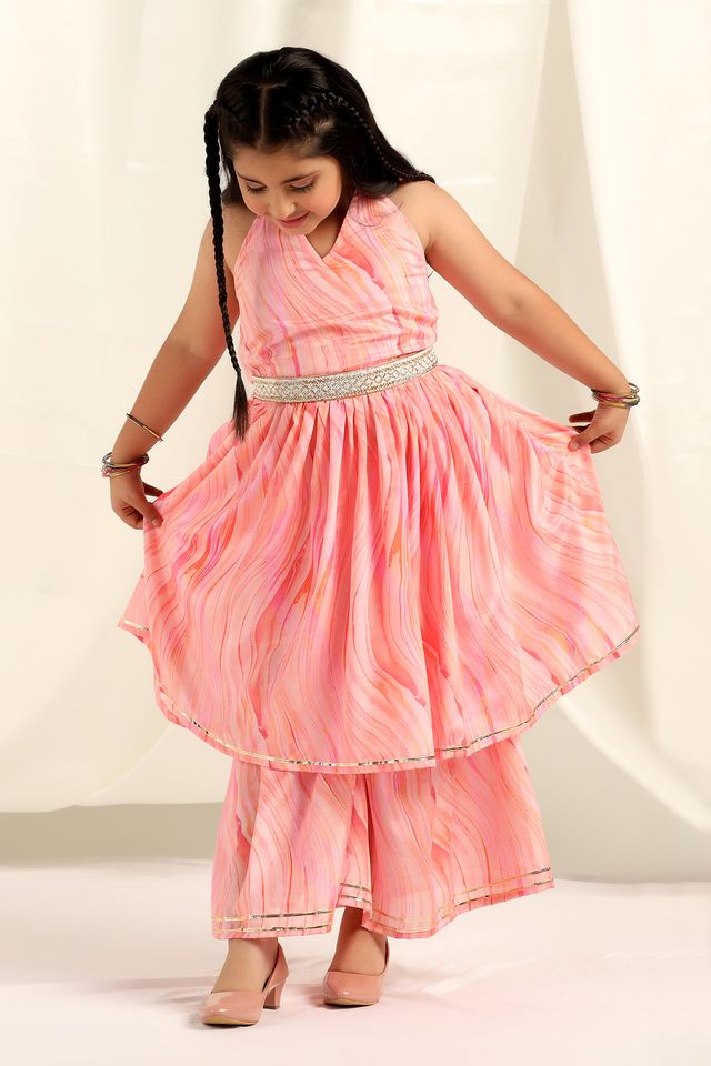 Girls Multicolor Printed Kurta With Sharara Set - Fashion Dream