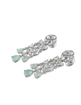 Women's Modern Cubic Zirconia Necklace Set with Flower Drop Earrings