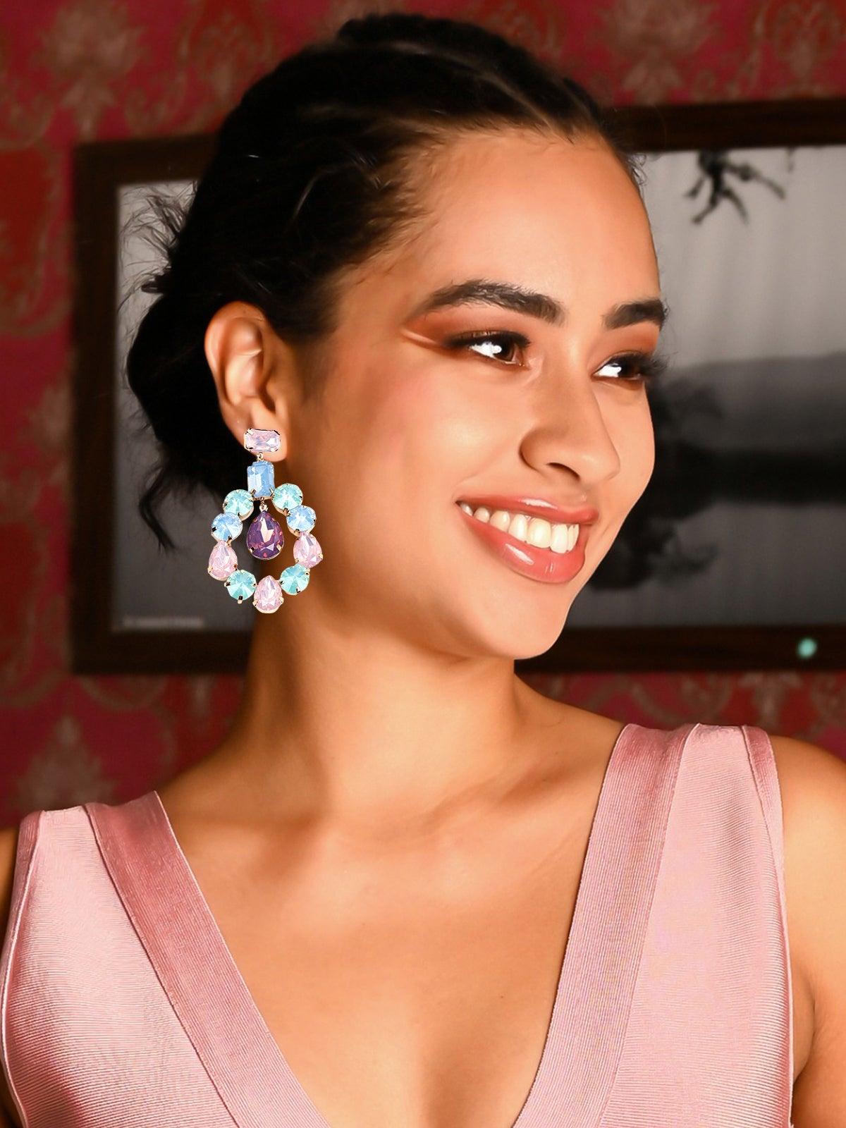 Women's Pastel Colour Crystal Drop Earring