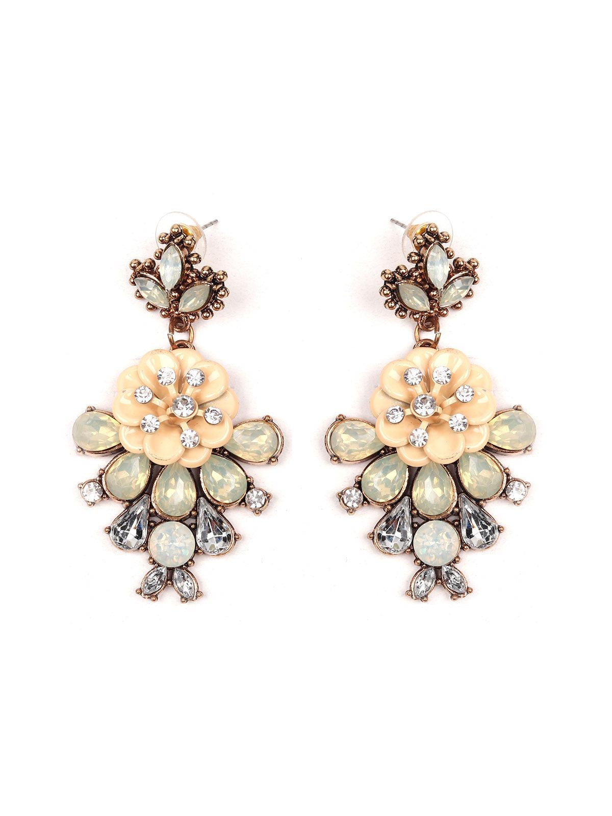 Women's Pastel Green Floral Drop Earring