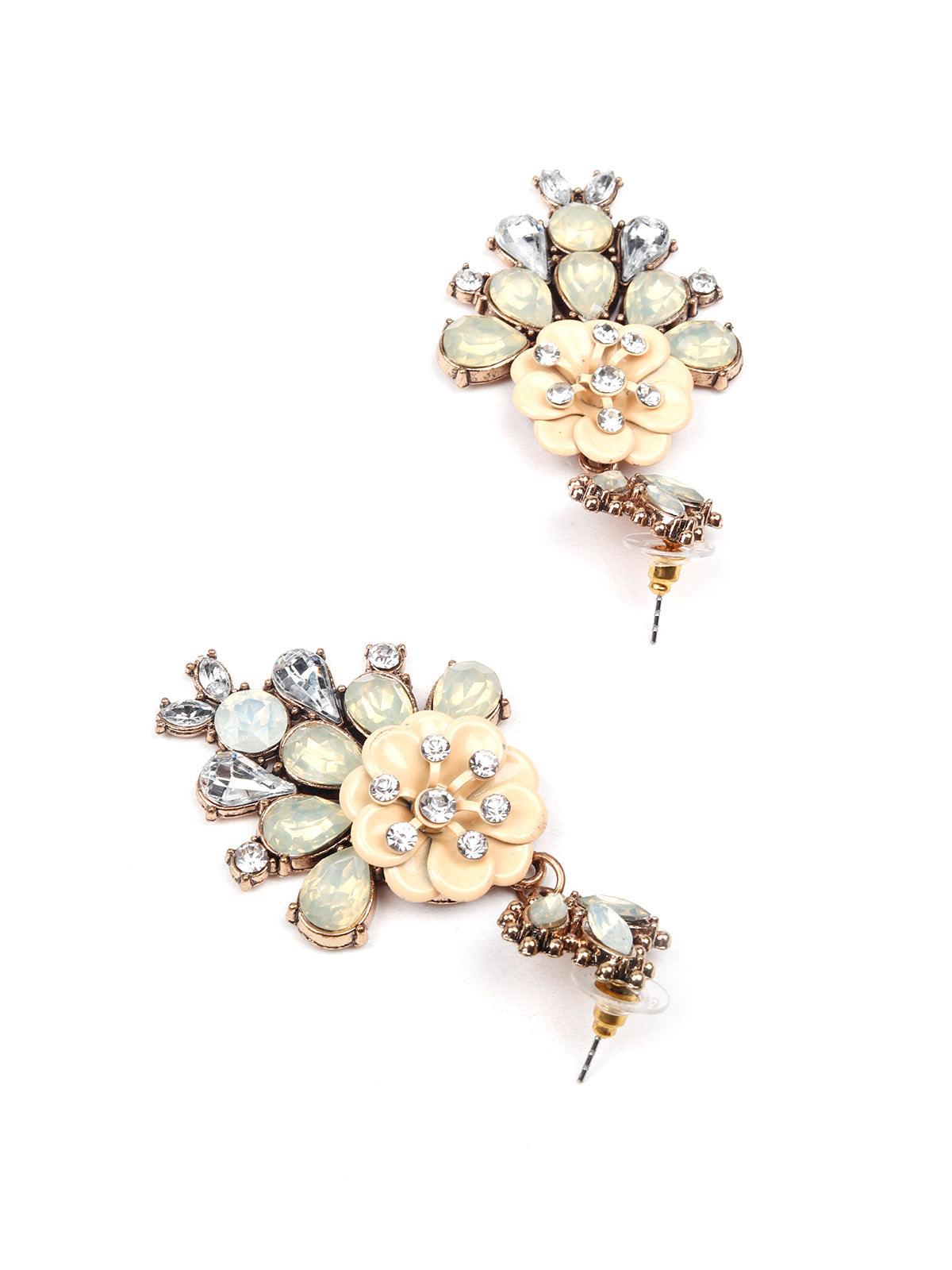 Women's Pastel Green Floral Drop Earring