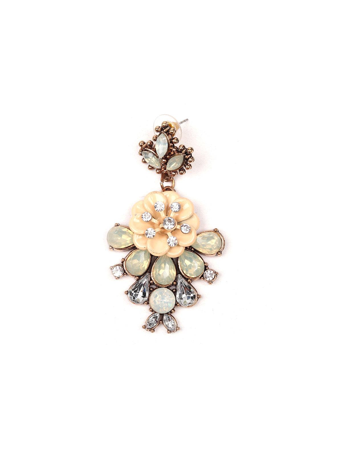 Women's Pastel Green Floral Drop Earring