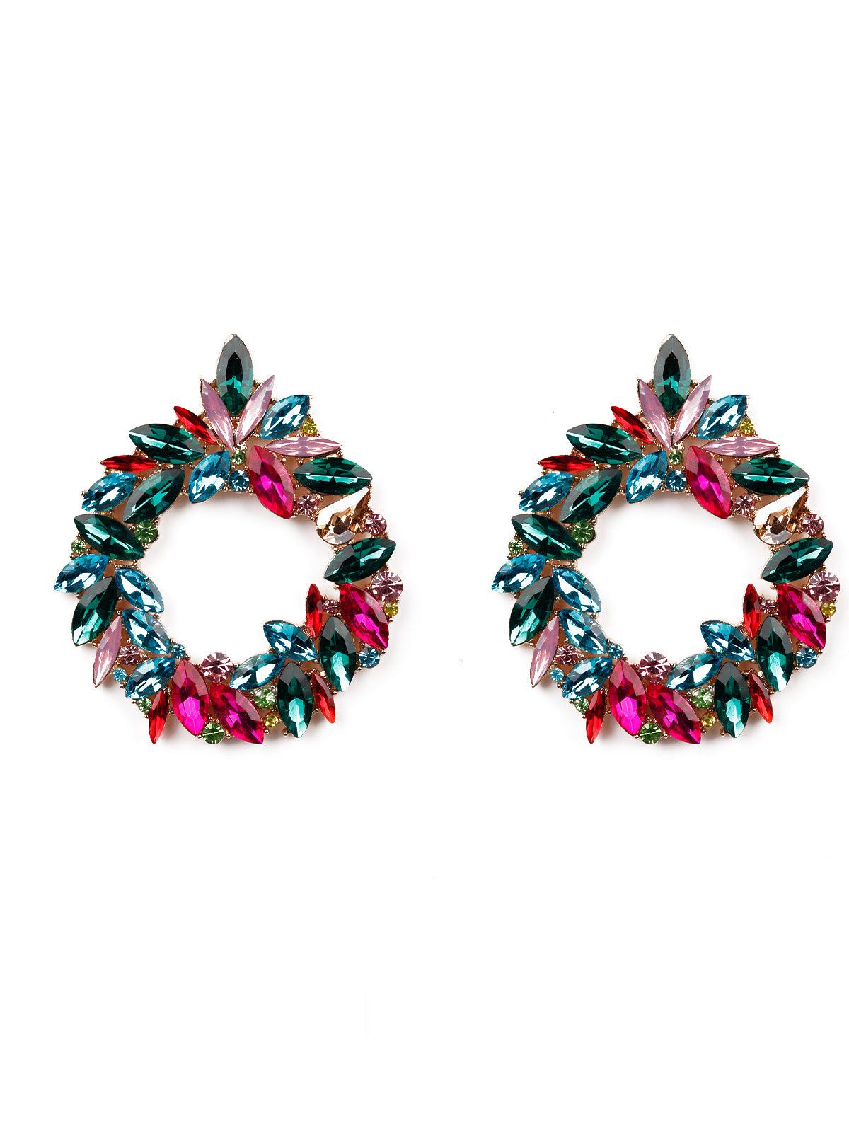 Women's Peacock Crystal-Embellished Hoop Earring