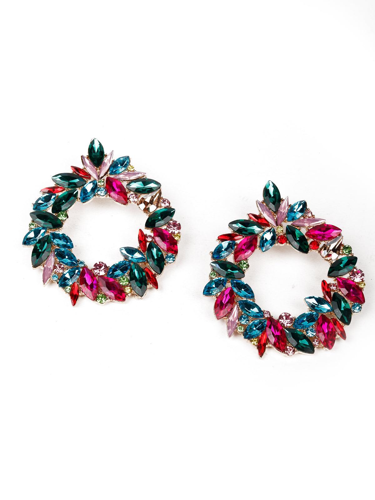 Women's Peacock Crystal-Embellished Hoop Earring