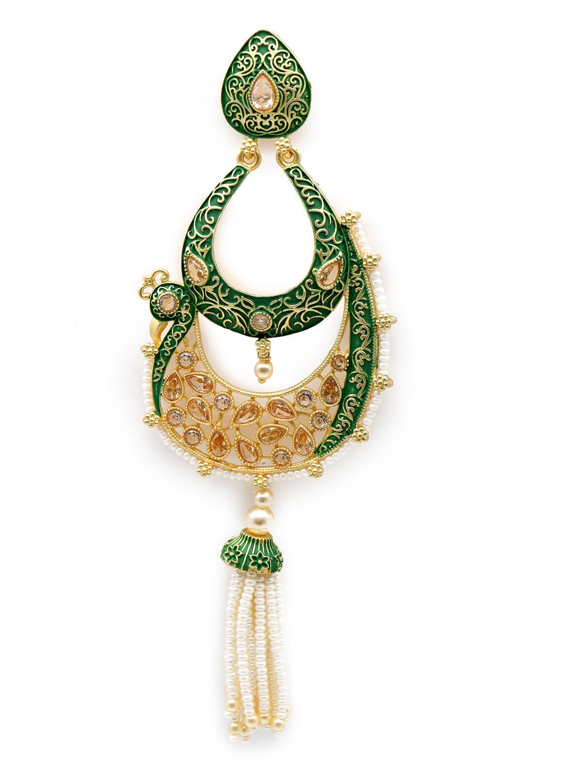 Women's Peacock Shape Green Dangle Earring