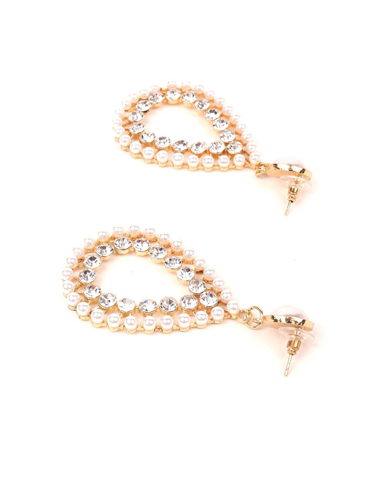 Women's Pearl And Crystal Beaded Teardrop Earring