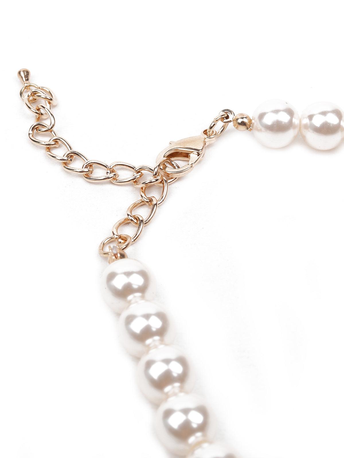 Women's Pearl Necklace Embellished With Crystal