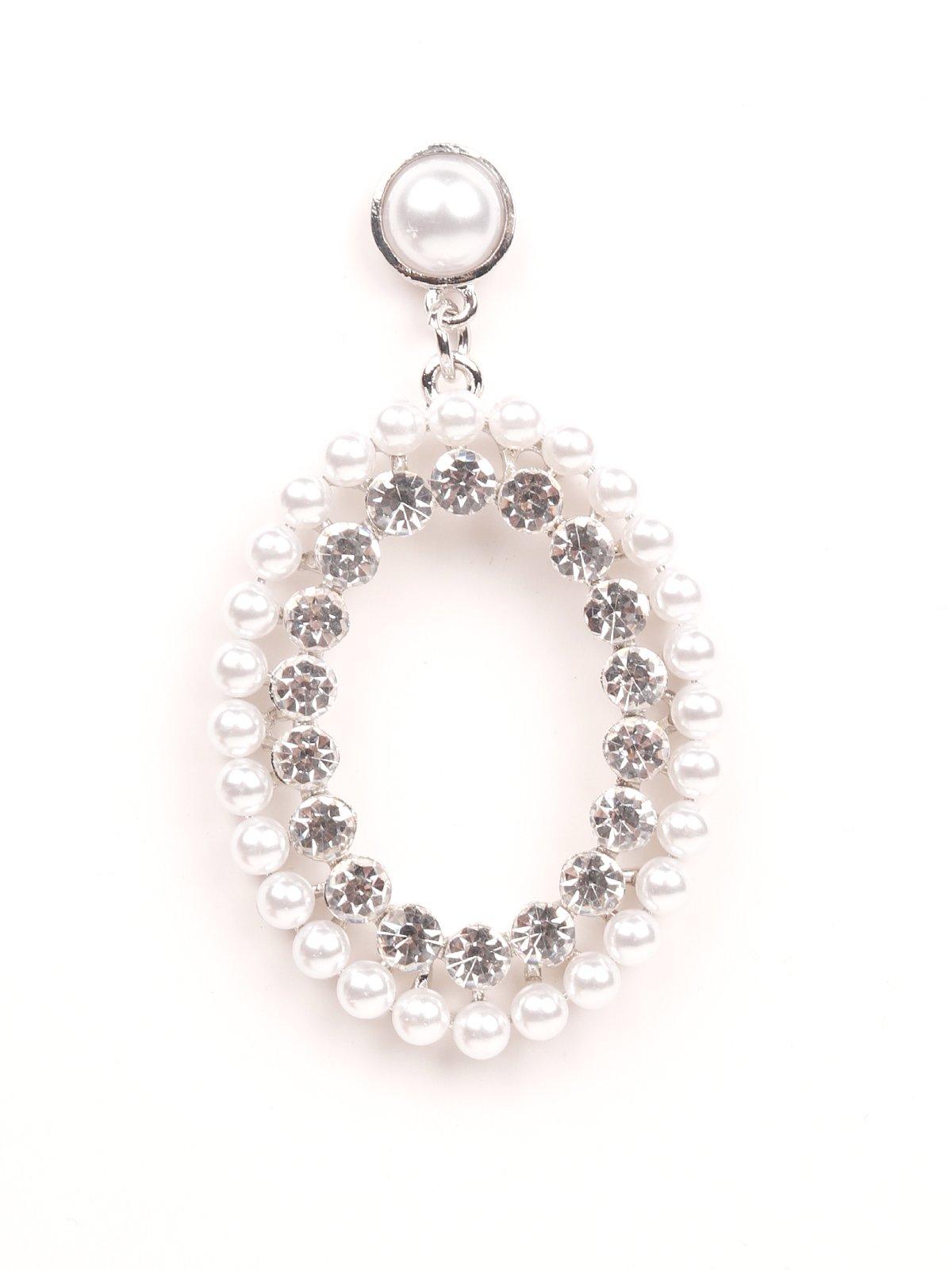 Women's Pearl Studded Double-Layered Hoop Earrings -Silve