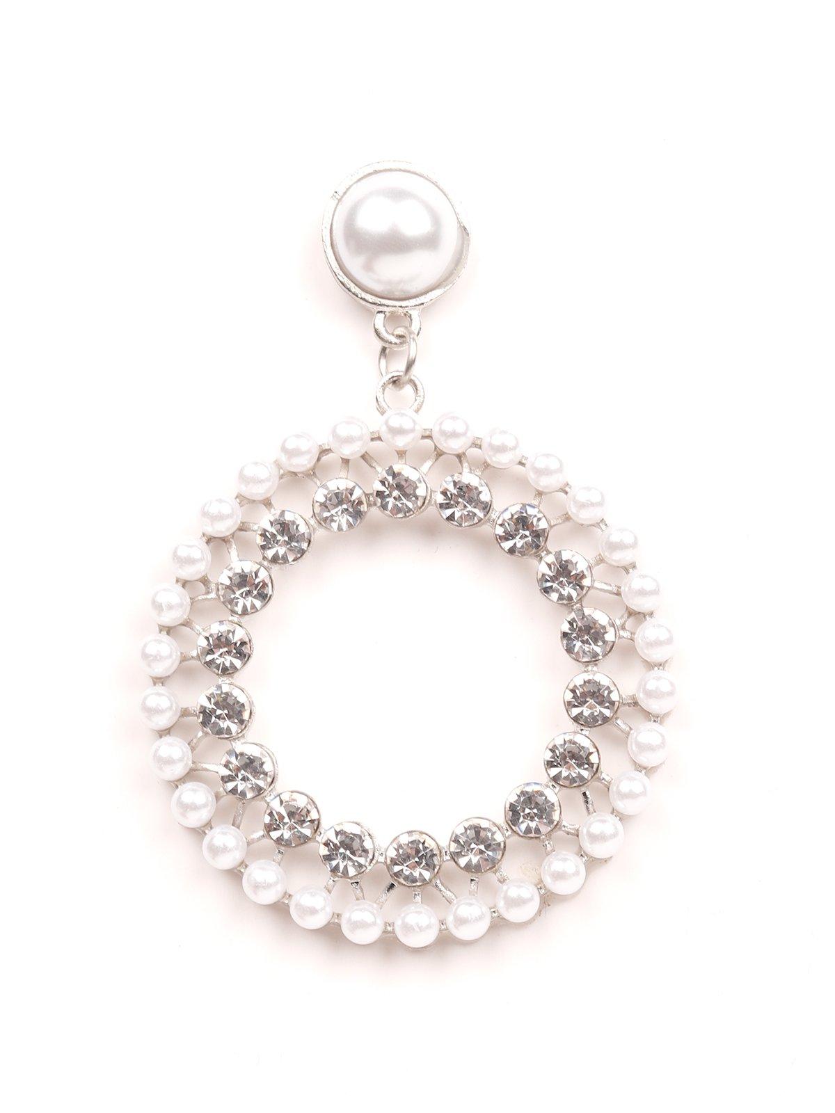 Women's Pearl Studded Double-Layered Hoop Earrings -Silve