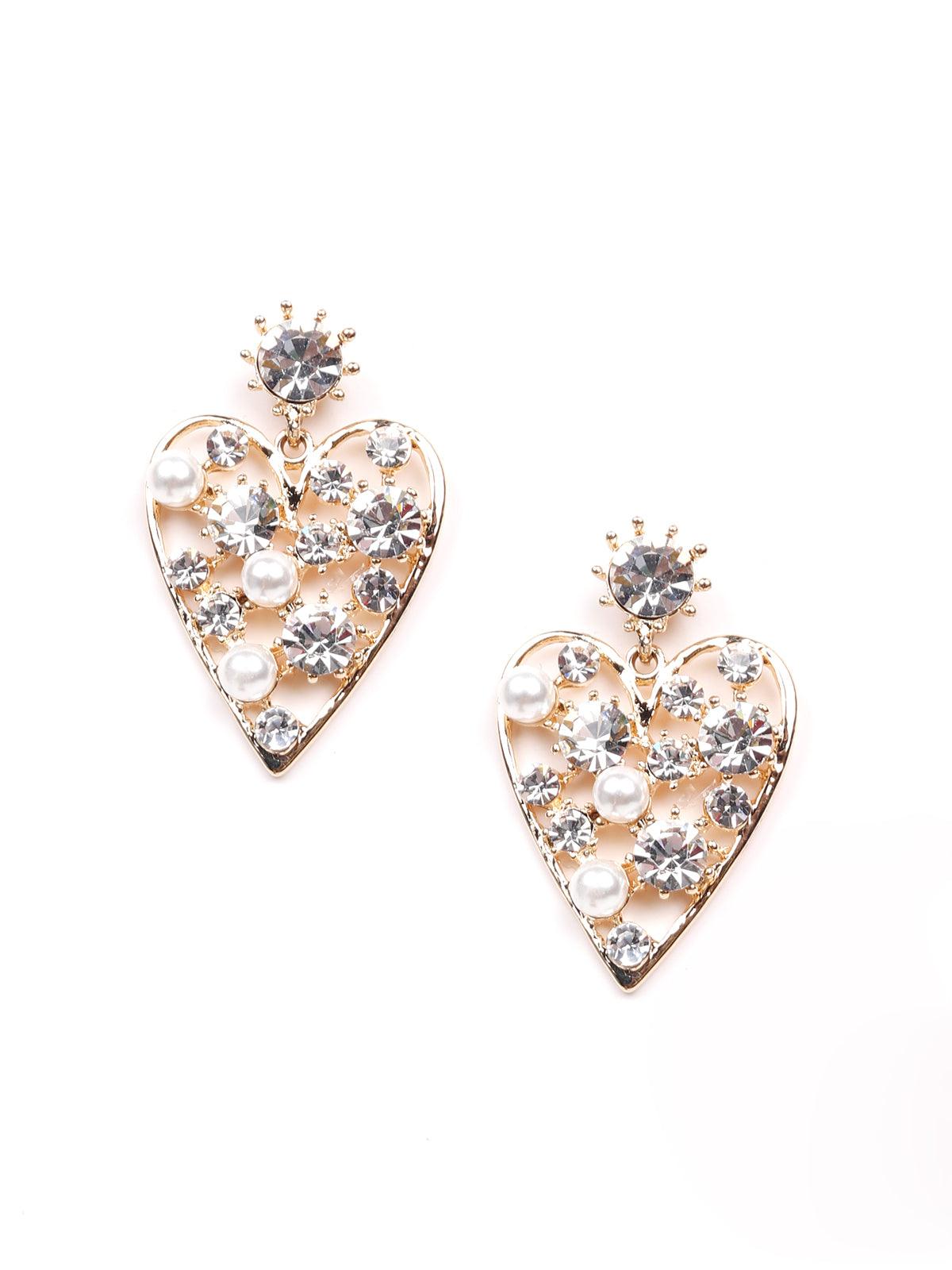 Women's Pearl Studded Heart-Shaped Earring