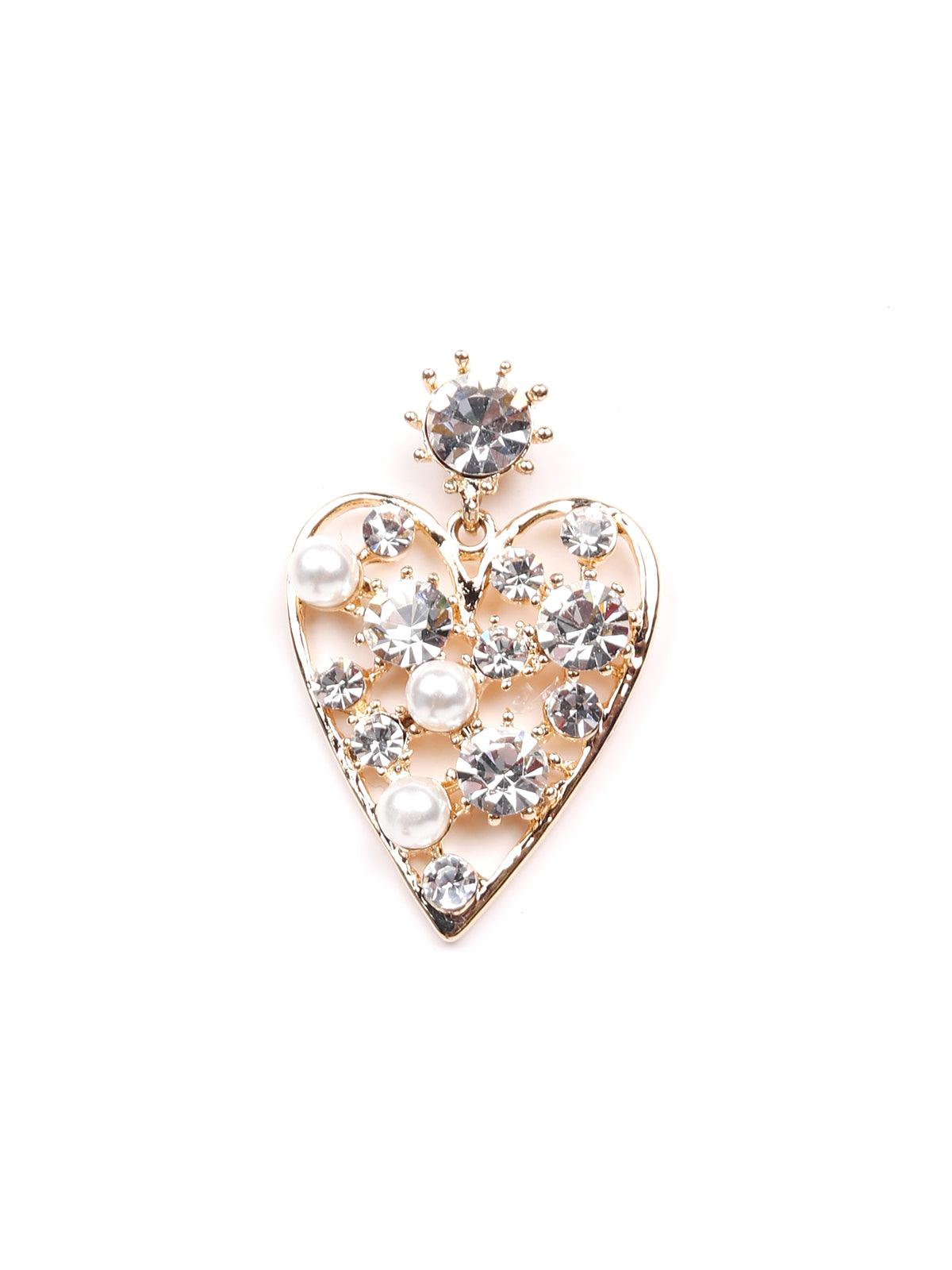 Women's Pearl Studded Heart-Shaped Earring