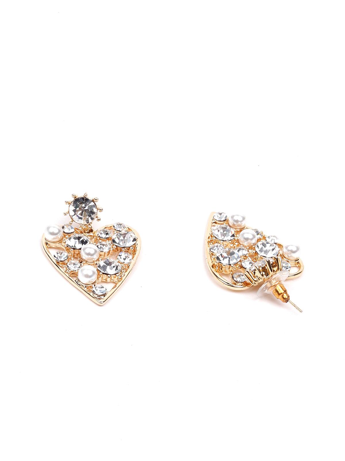 Women's Pearl Studded Heart-Shaped Earring