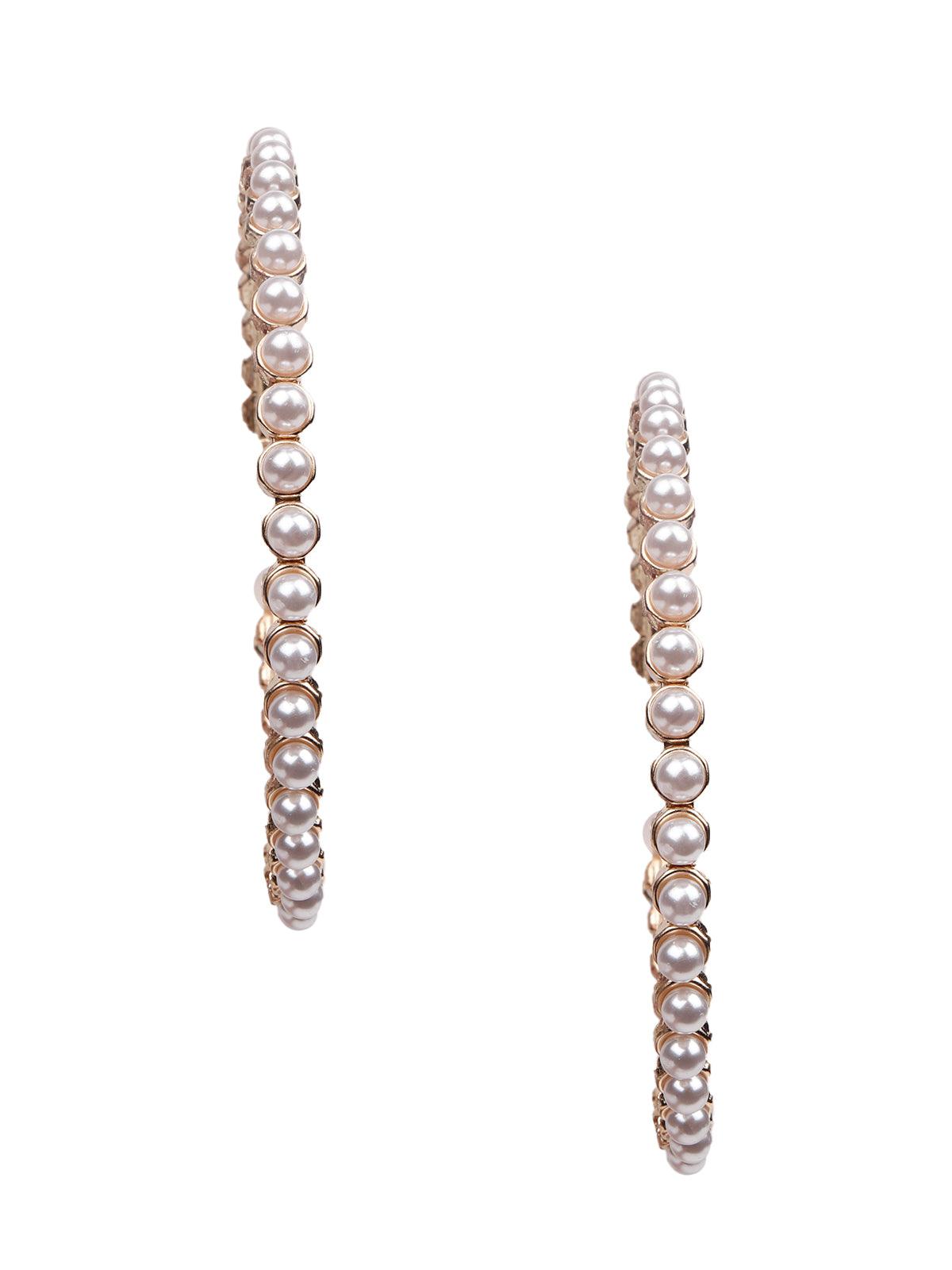 Women's Pearl Studded Hoop Earrings