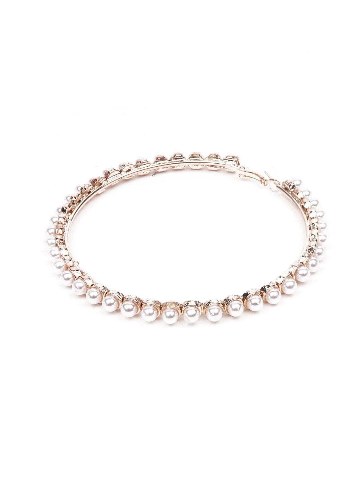 Women's Pearl Studded Hoop Earrings