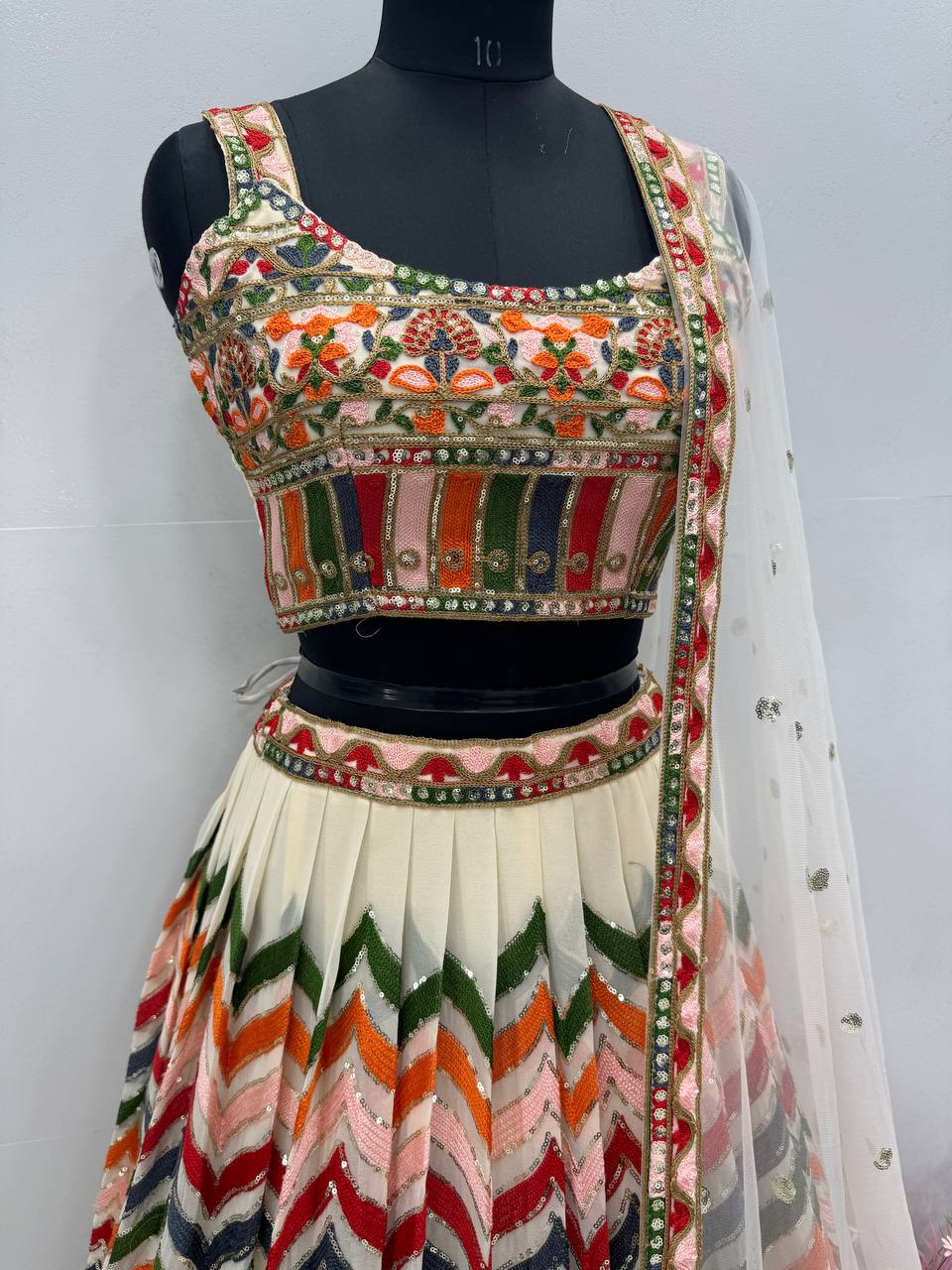 Women's Multi Color Heavy Faux Georgette Lehenga Choli