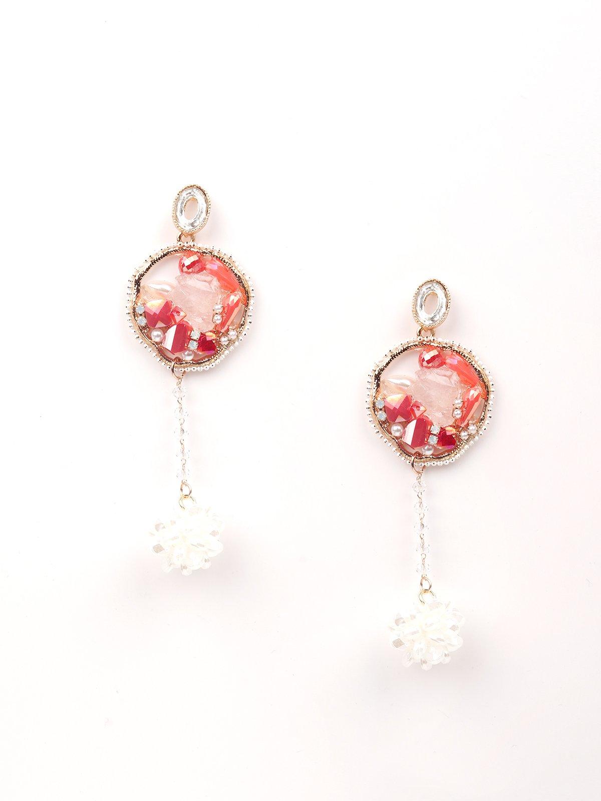 Women's Pink And Gold Hoop Statement Earring
