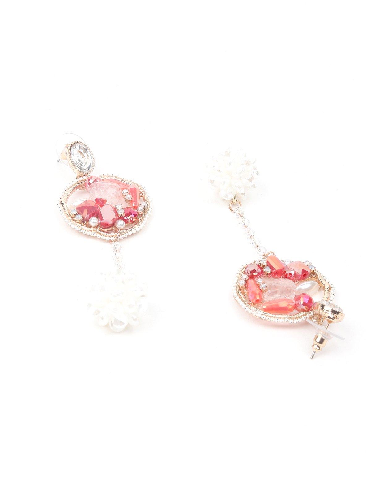 Women's Pink And Gold Hoop Statement Earring