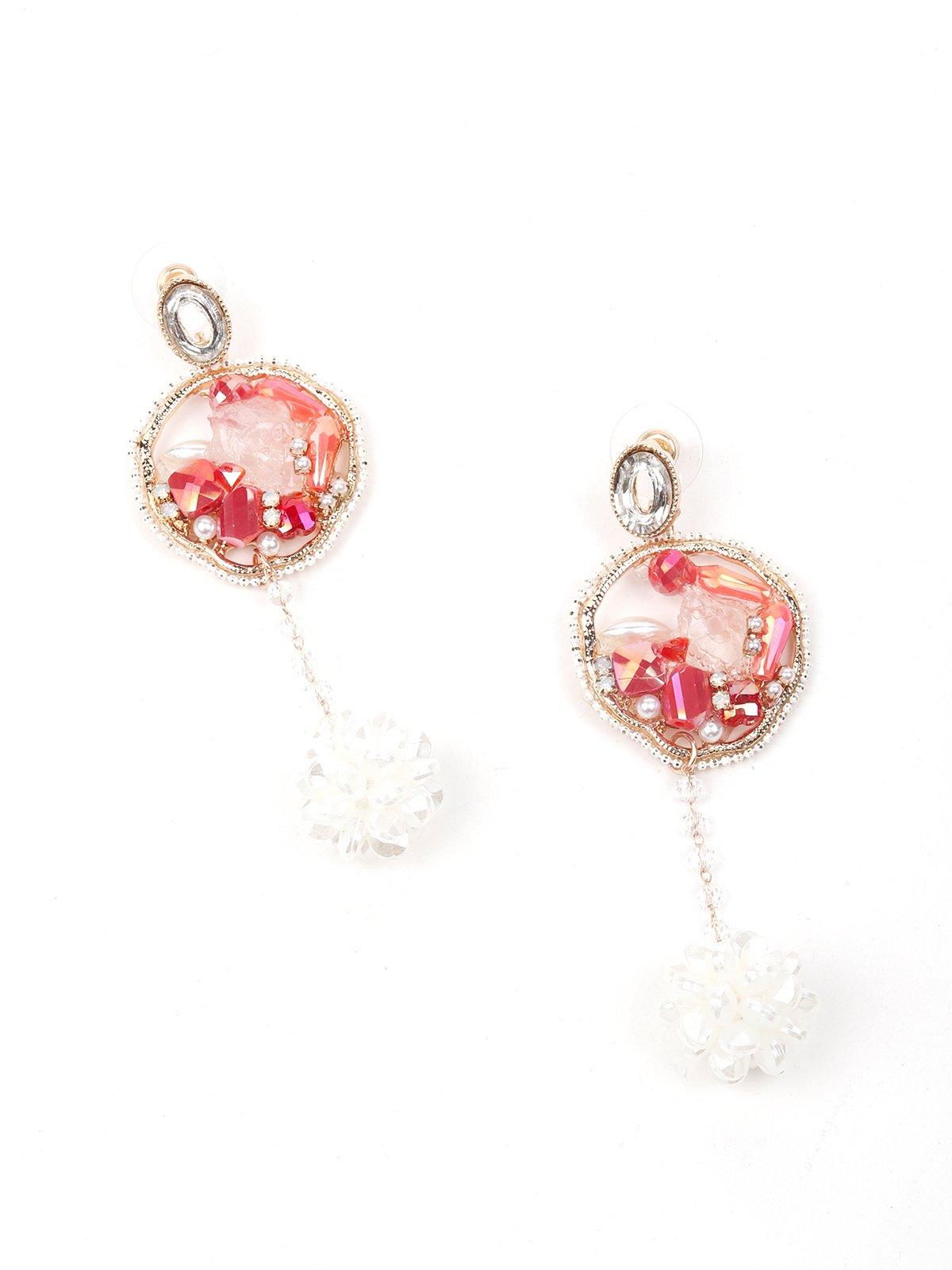 Women's Pink And Gold Hoop Statement Earring