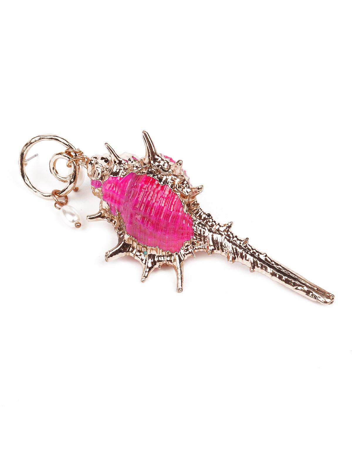 Women's Pink And Gold Stunning Drop Earring